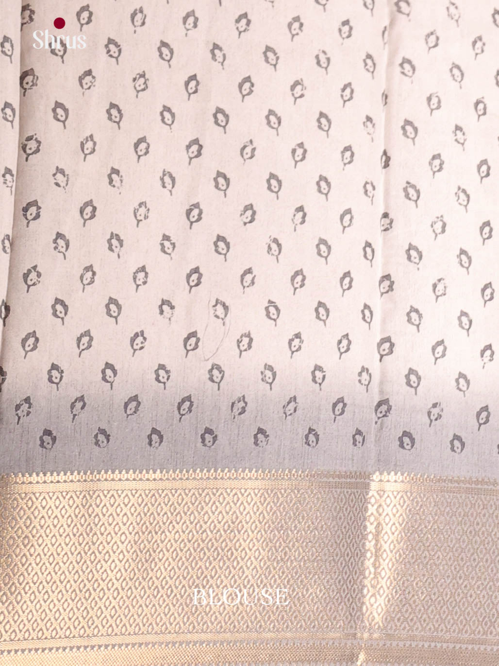 Cream & Grey - Semi Crepe Saree