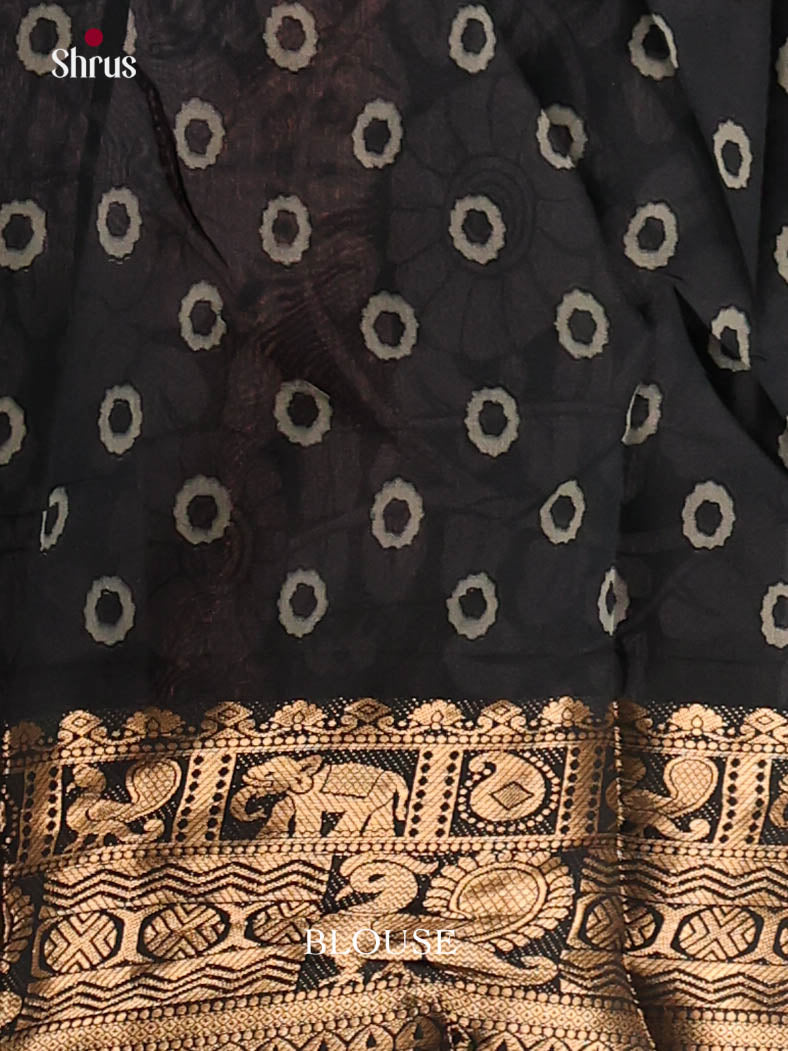 Grey Green & Black - Semi Modal  Saree