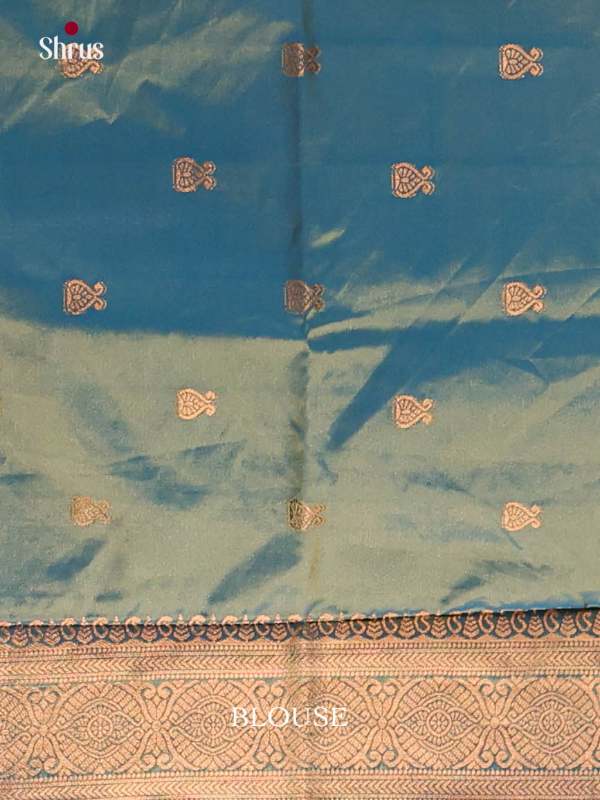 Orange & Blue- Semi Softsilk Saree