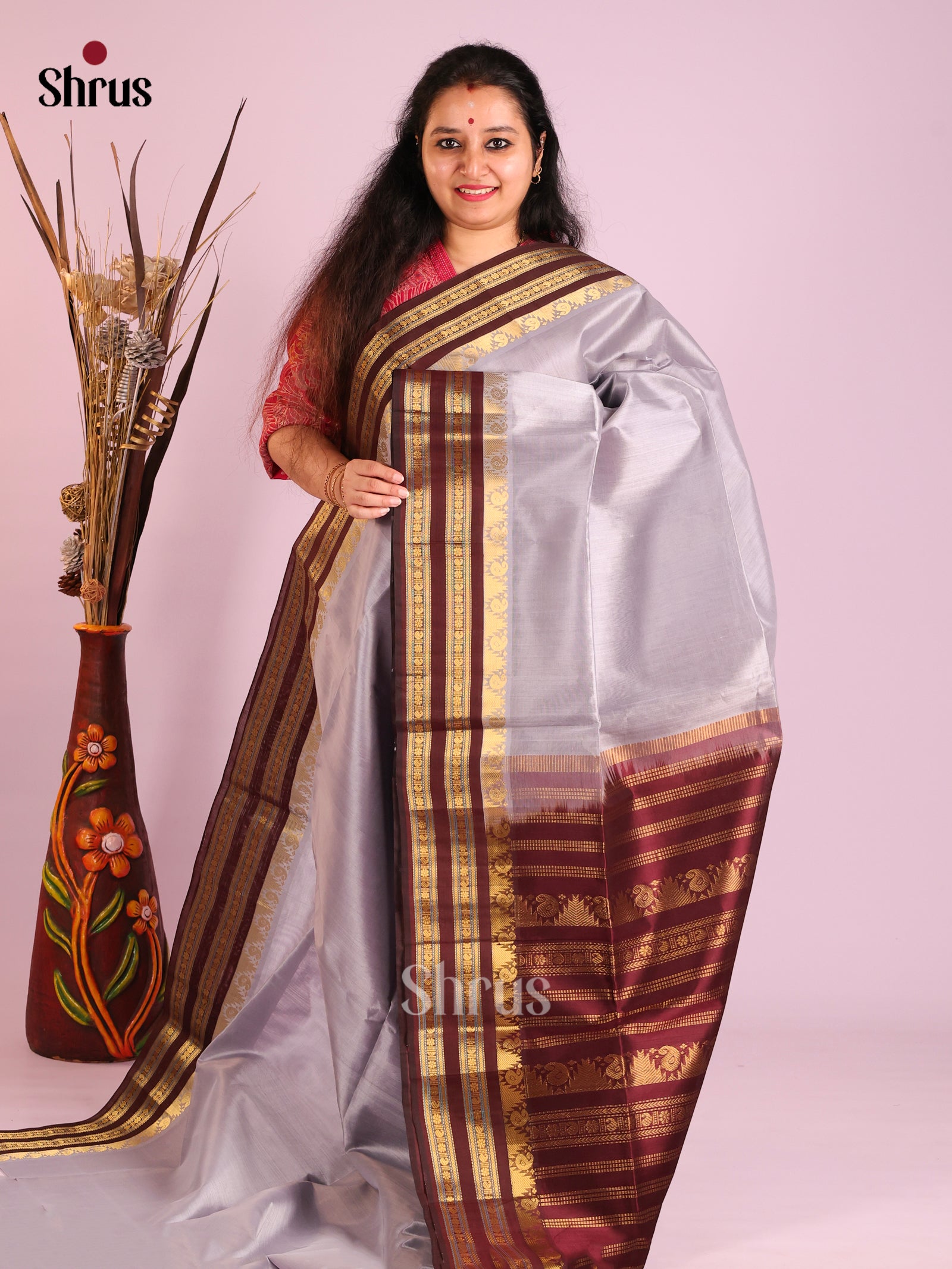 DIS13876 - Korvai-Small border Saree - Shop on Shrus.com