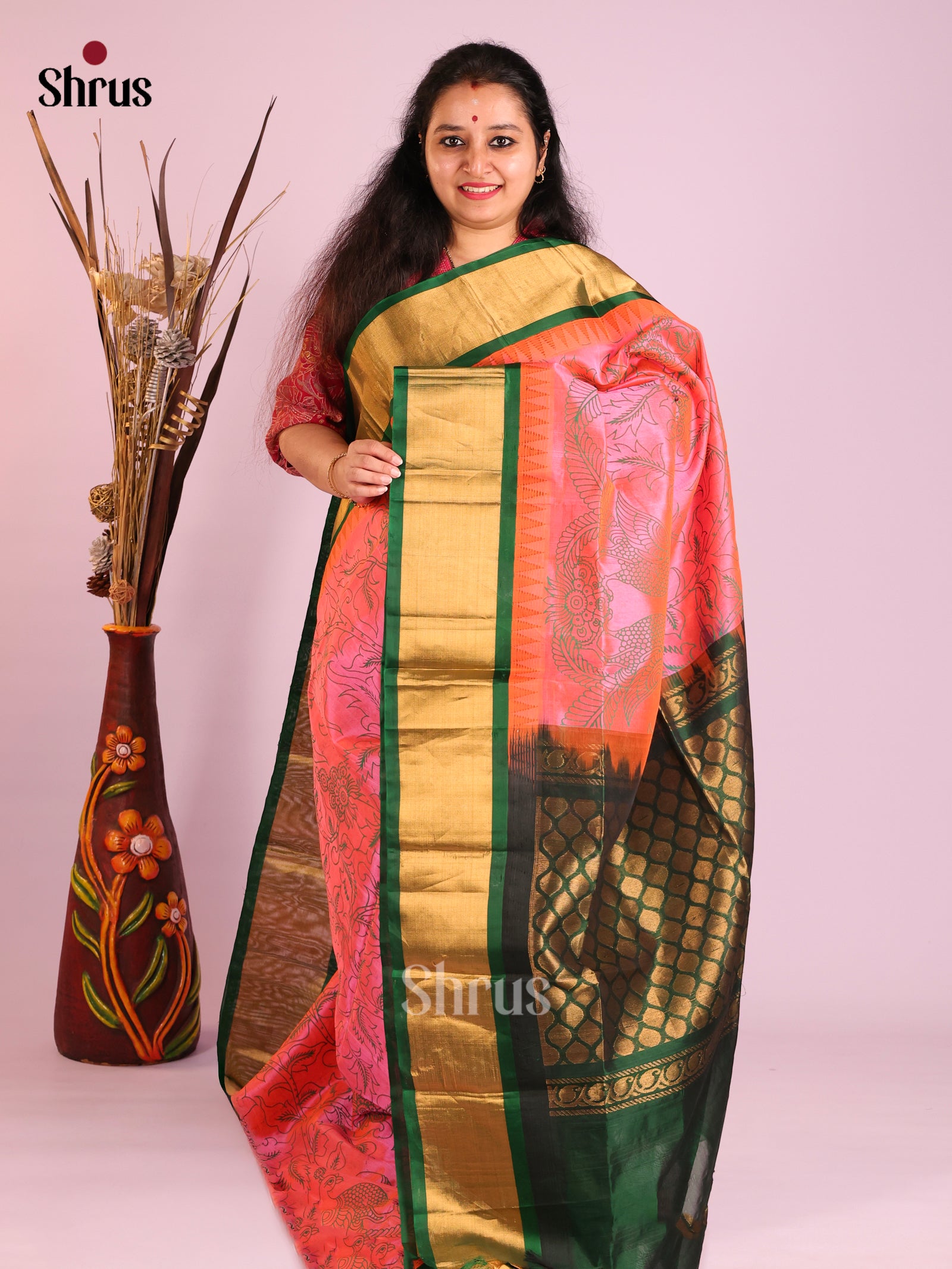DIS13910 - Temple-border Saree - Shop on Shrus.com