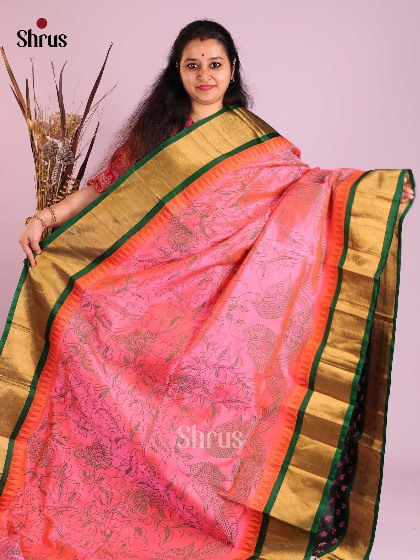 DIS13910 - Temple-border Saree - Shop on Shrus.com