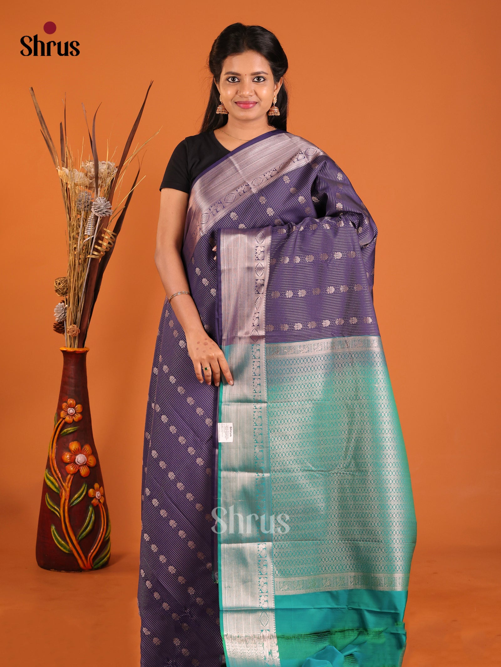 Blue & Green - Semi Kanchipuram Saree
