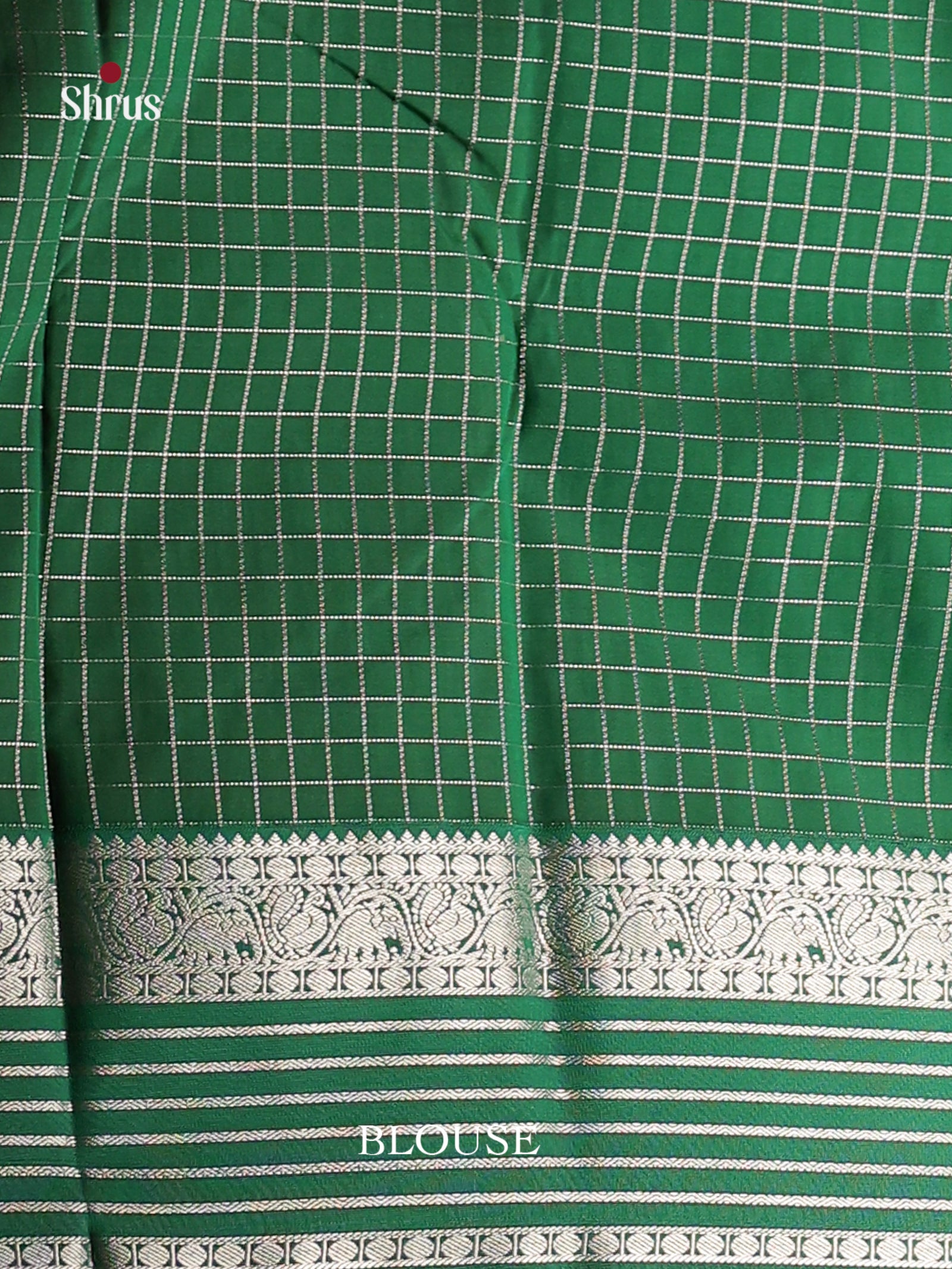 Orangish Pink & Green- Semi Kanchipuram Saree - Shop on Shrus.com