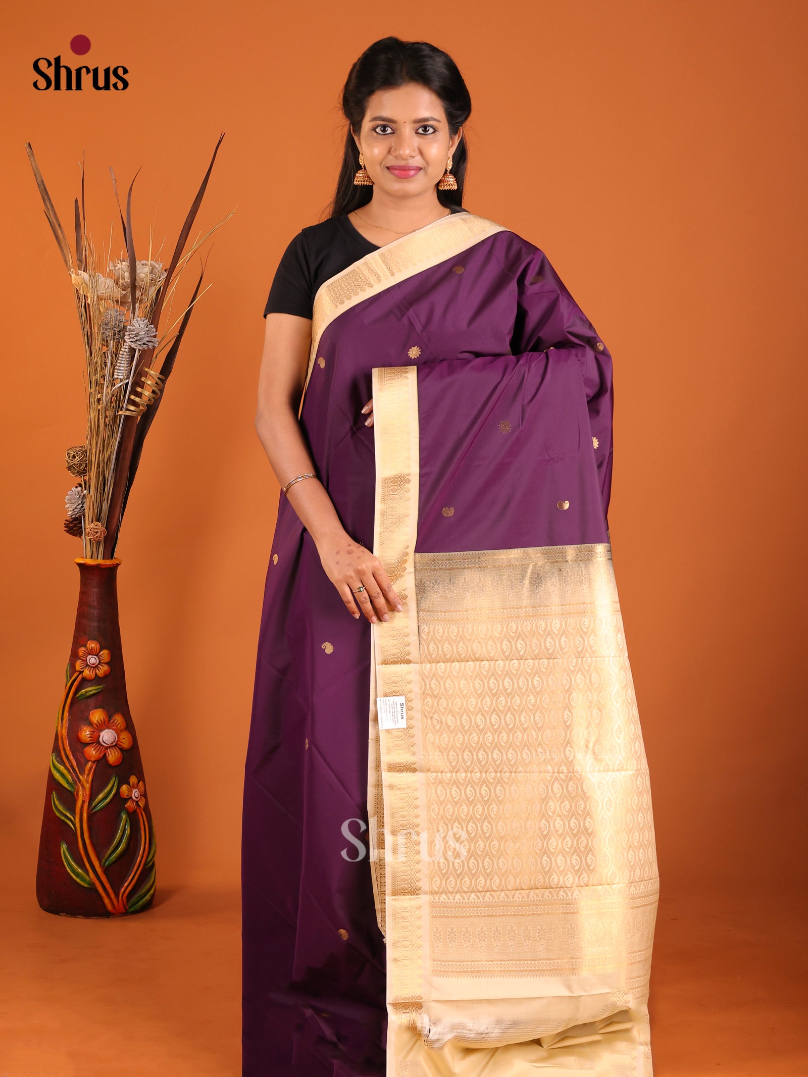 DIS14242 - Semi Kanchipuram Saree - Shop on Shrus.com
