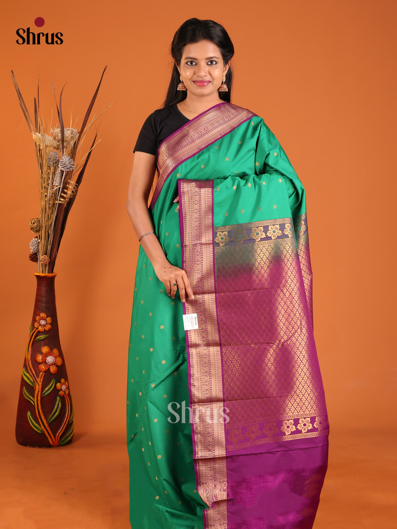 DIS14257 - Semi Kanchipuram Saree - Shop on Shrus.com