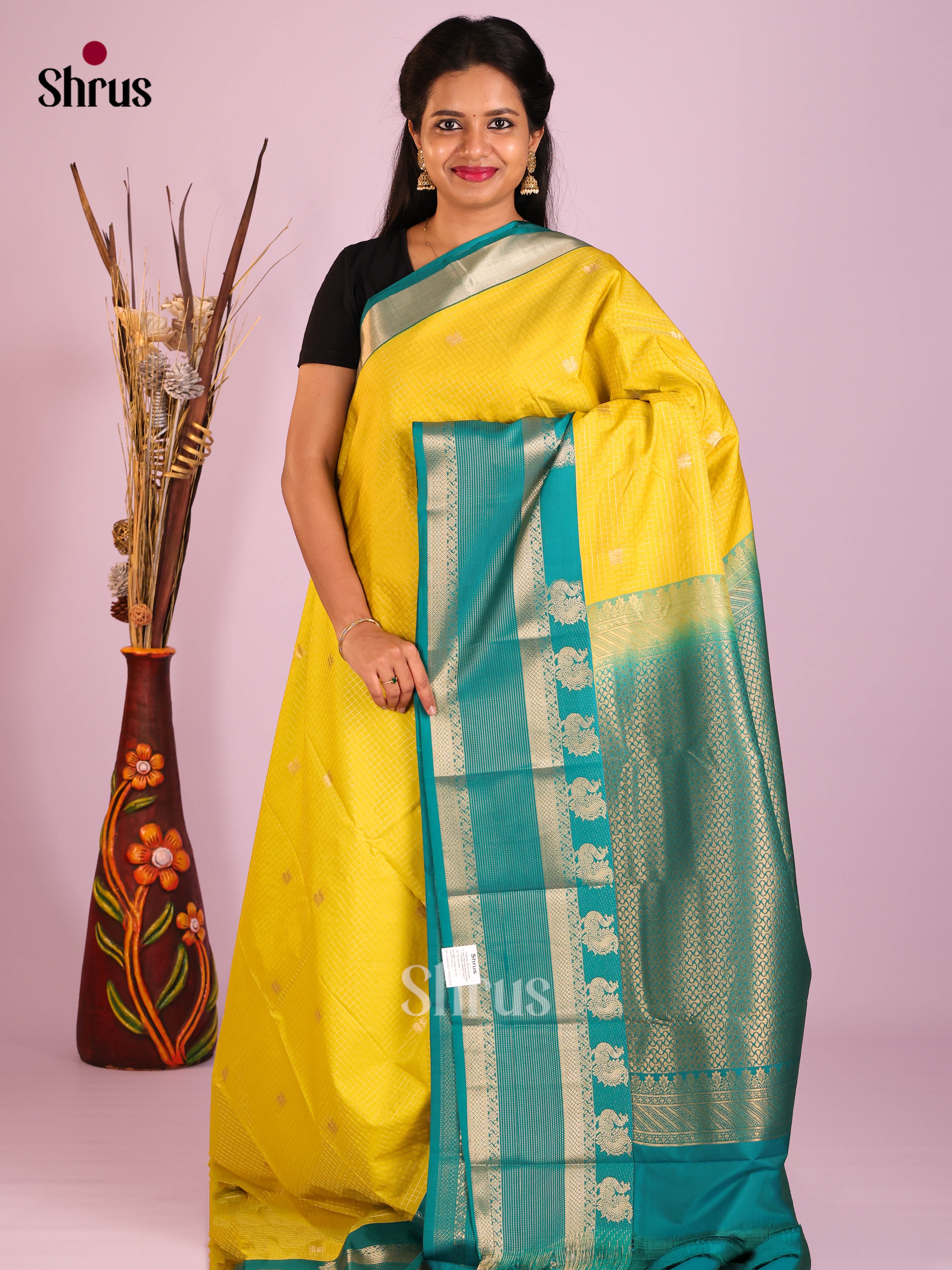 DIS14422 - Semi Kanchipuram Saree - Shop on Shrus.com
