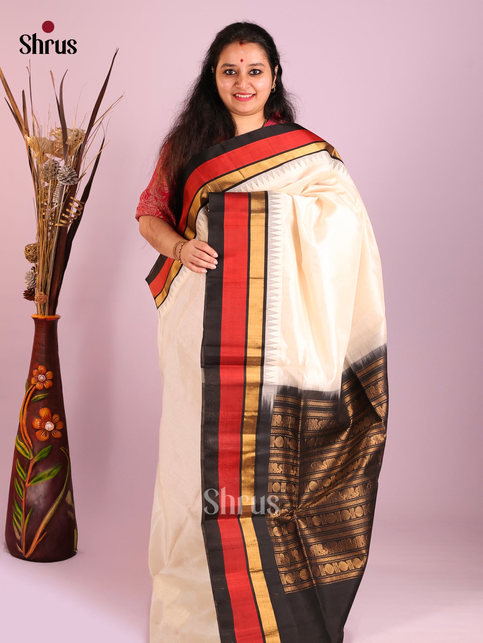 DIS14483 - Temple-border Saree