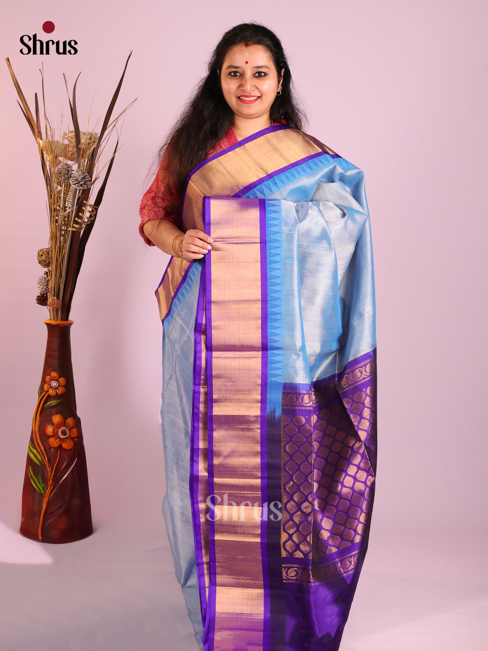 DIS14489 - Temple-border Saree