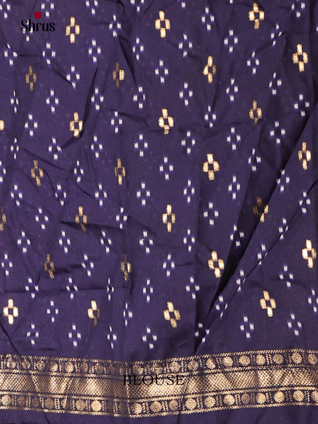 Cream & Blue - Semi Ikkat Saree