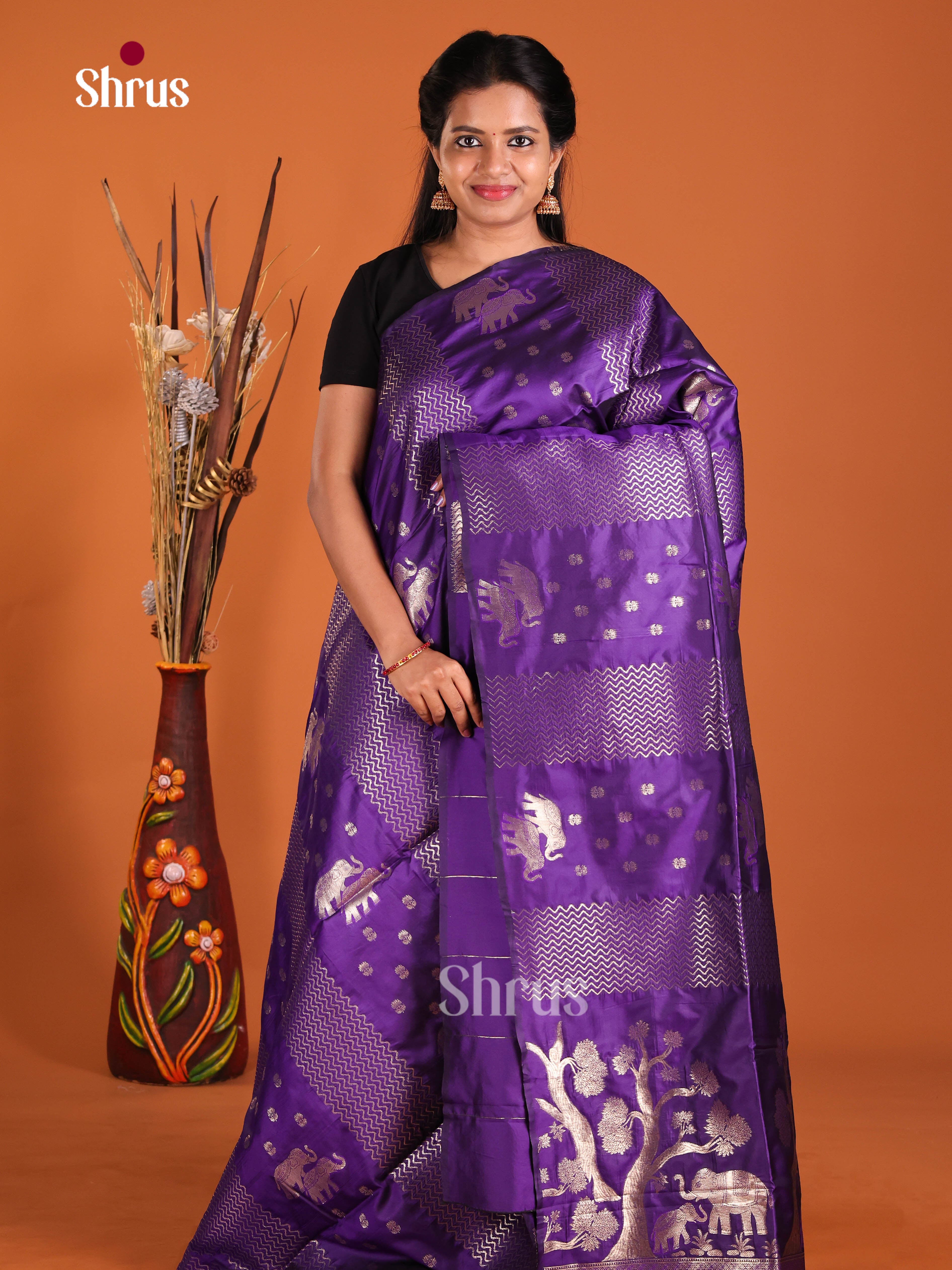 Violet - Semi Softsilk Saree