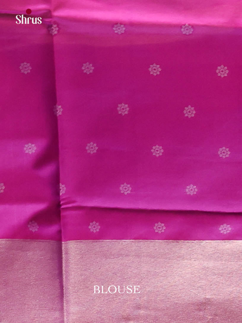 Blue & Majenta - Semi Softsilk Saree