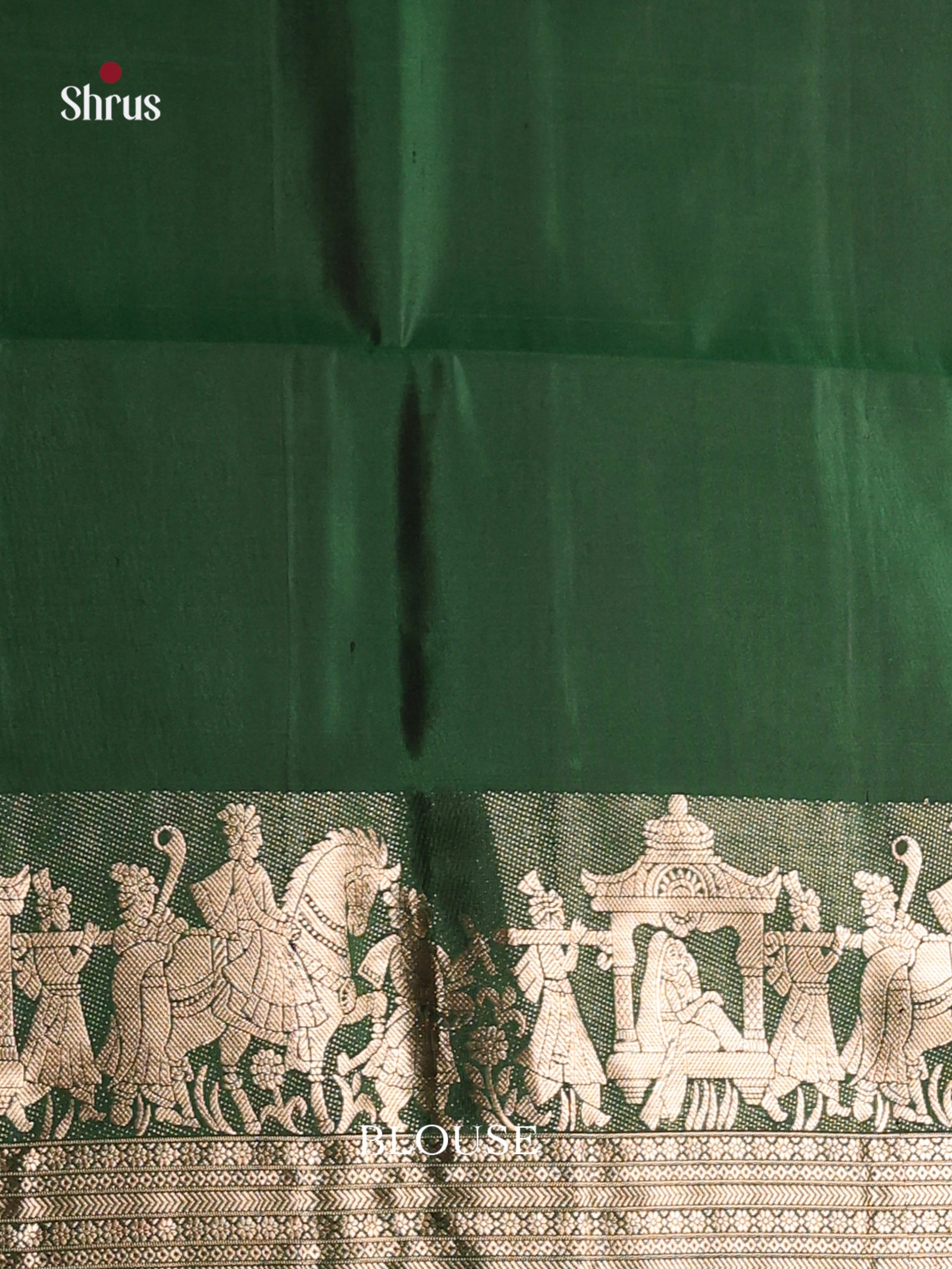 Classy Dark Green Soft Silk Saree with Rudraksh Buttas & baraat themed border & pallu 2