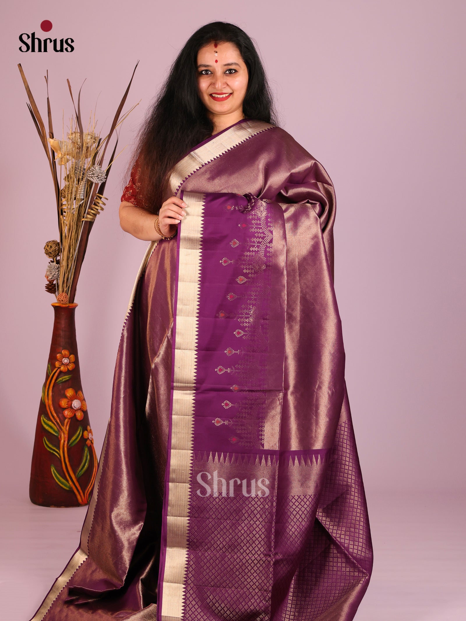 Chic Purple Soft Silk Saree With Zari woven Tissue Design & Brocade Pallu