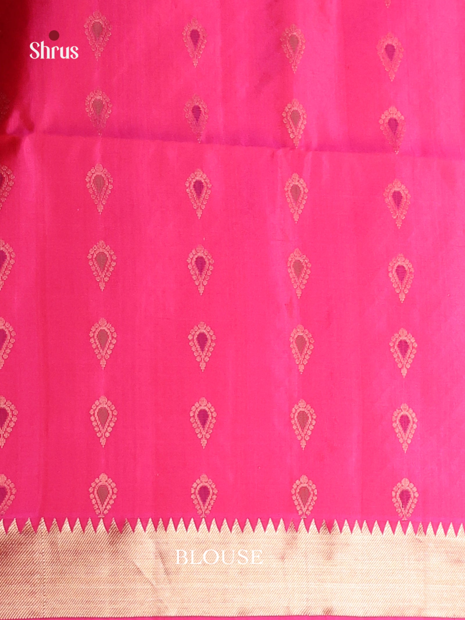 Exquisite Pink Soft Silk Saree with gold Thilagam buttas & Kaddi Border 2