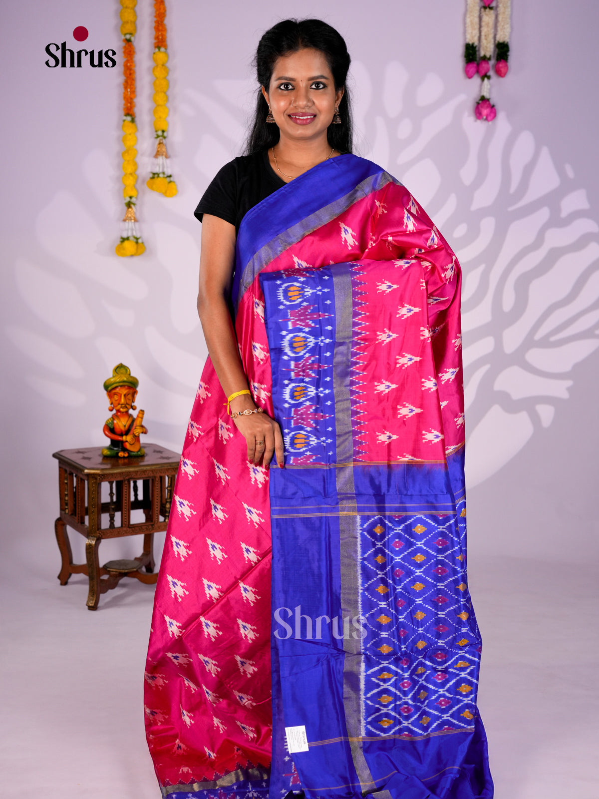DIS16151 - Ikkat Silk Saree - Shop on Shrus.com