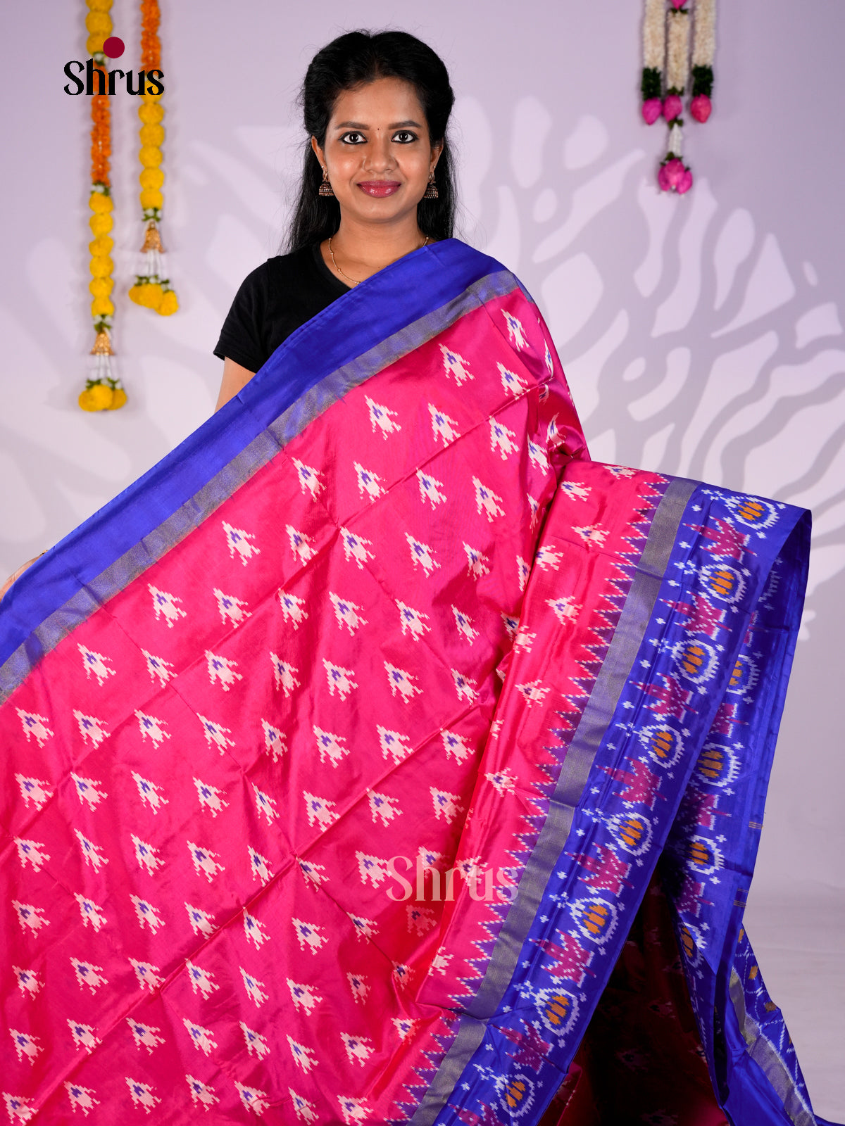 DIS16151 - Ikkat Silk Saree - Shop on Shrus.com