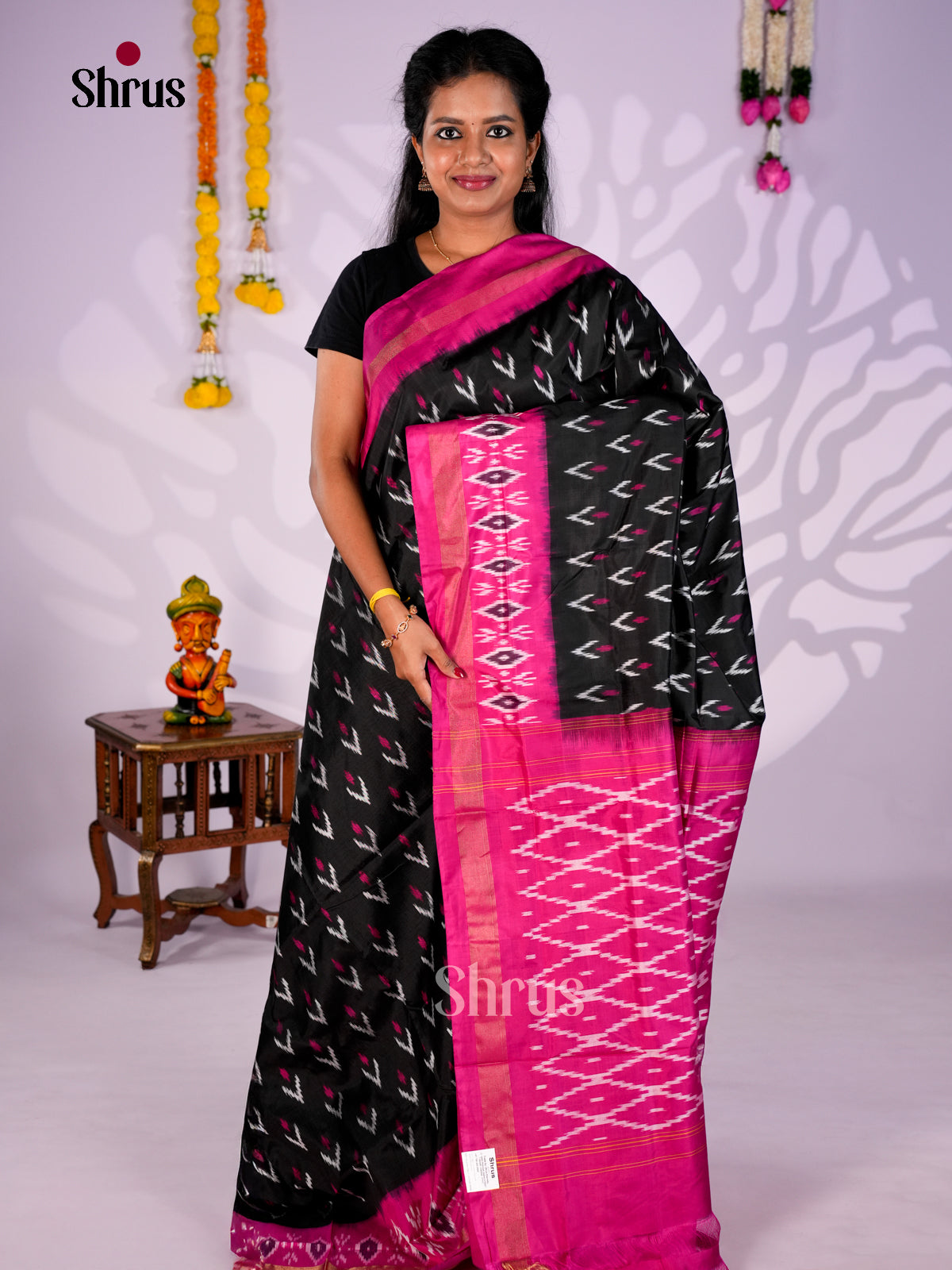 DIS16155 - Ikkat Silk Saree - Shop on Shrus.com
