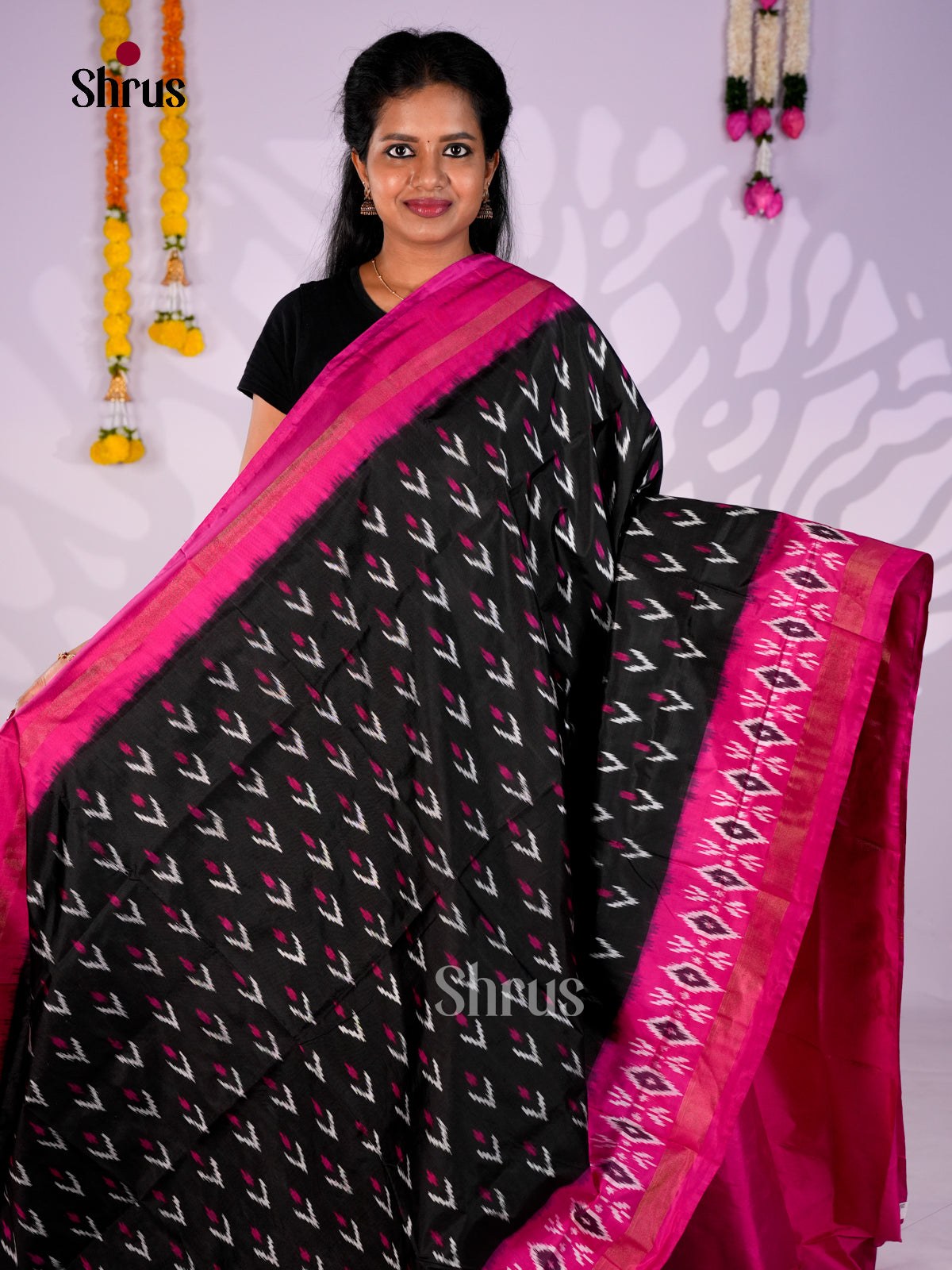 DIS16155 - Ikkat Silk Saree - Shop on Shrus.com