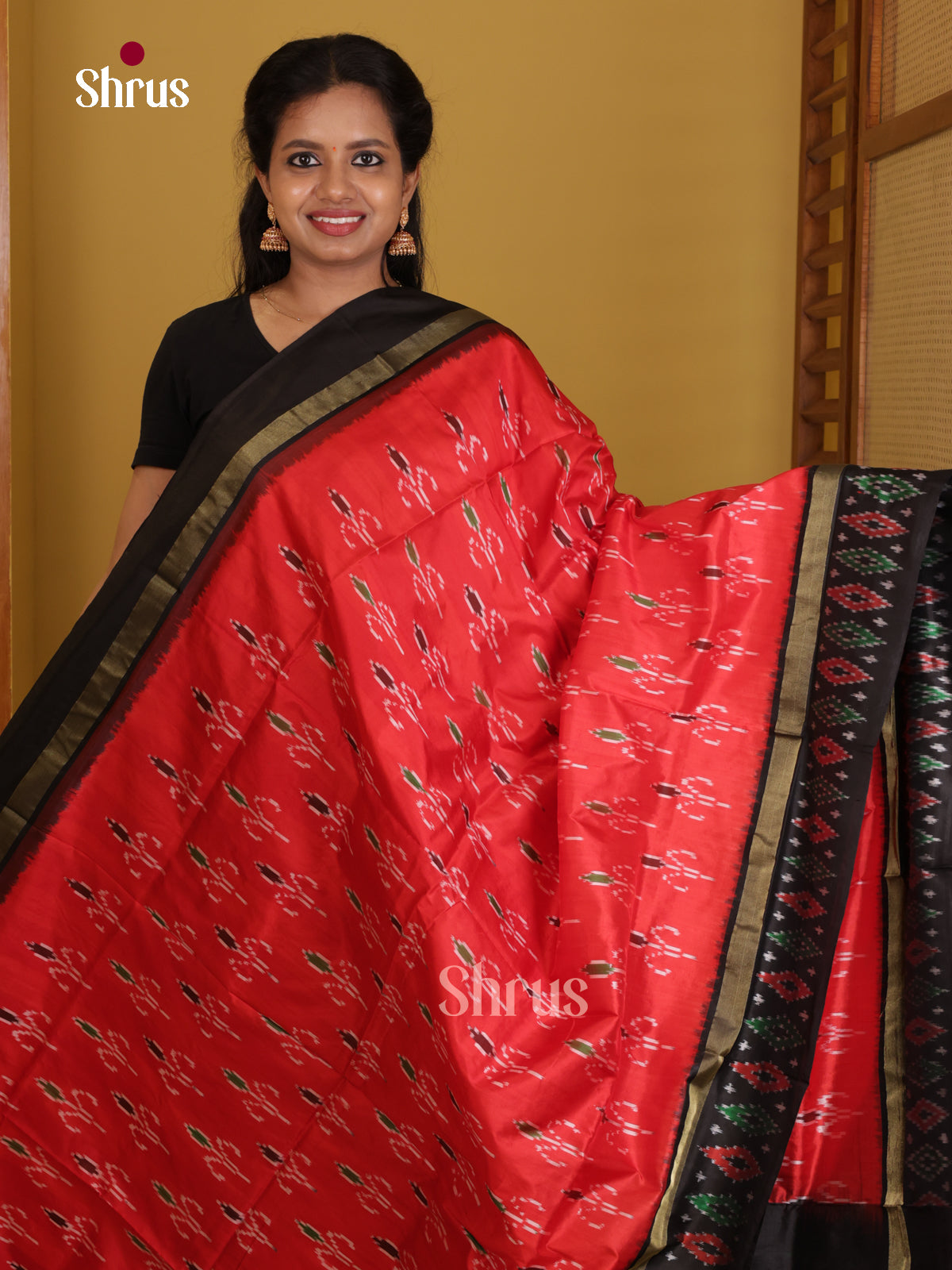 DIS16158 - Ikkat Silk Saree - Shop on Shrus.com