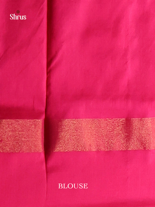 Serene Blue Ikkat Silk Saree With Pink Zari Border