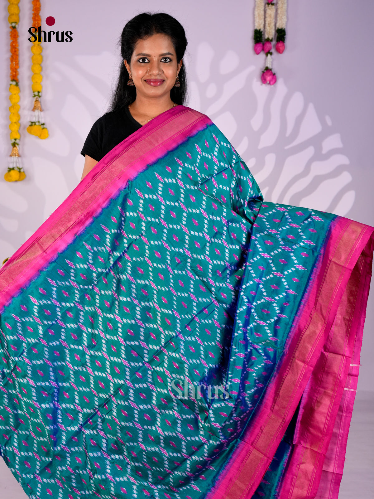 DIS16208 - Ikkat Silk Saree - Shop on Shrus.com