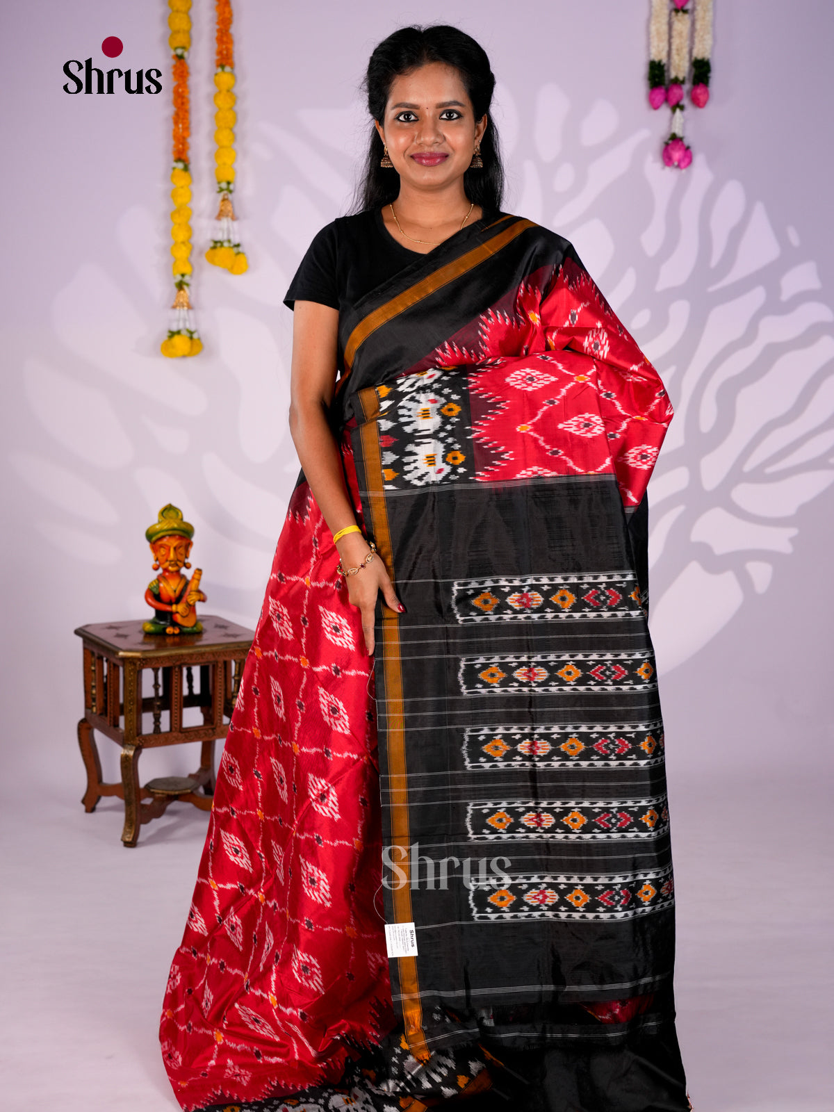 DIS16209 - Ikkat Silk Saree - Shop on Shrus.com