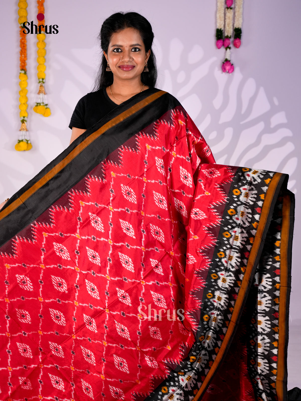 DIS16209 - Ikkat Silk Saree - Shop on Shrus.com