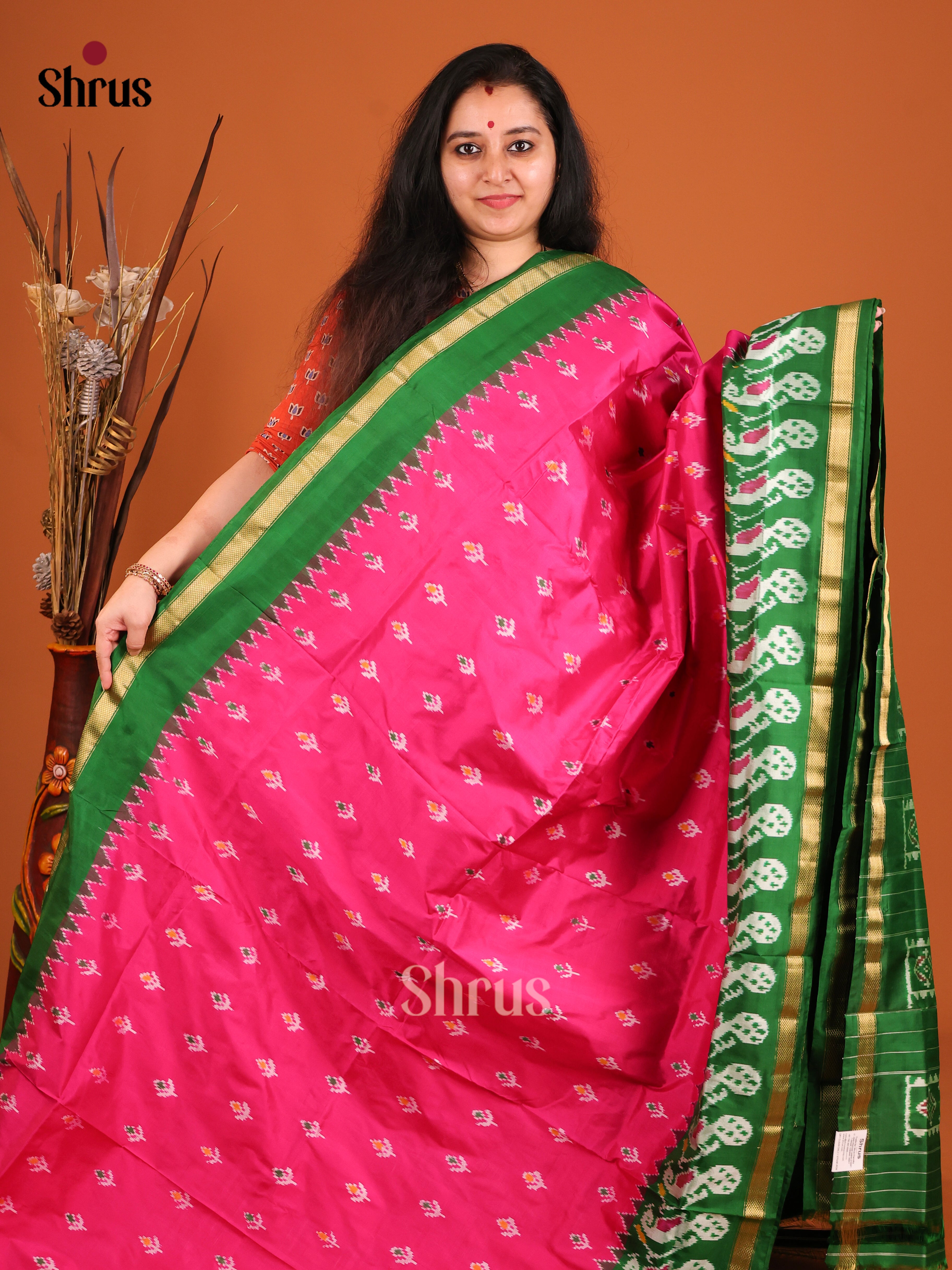 DIS16213 - Ikkat Silk Saree - Shop on Shrus.com
