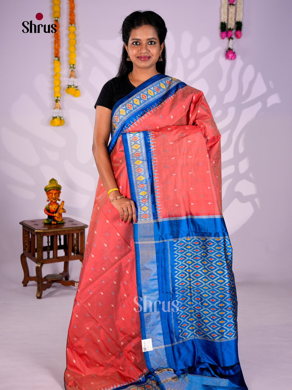 DIS16226 - Ikkat Silk Saree - Shop on Shrus.com