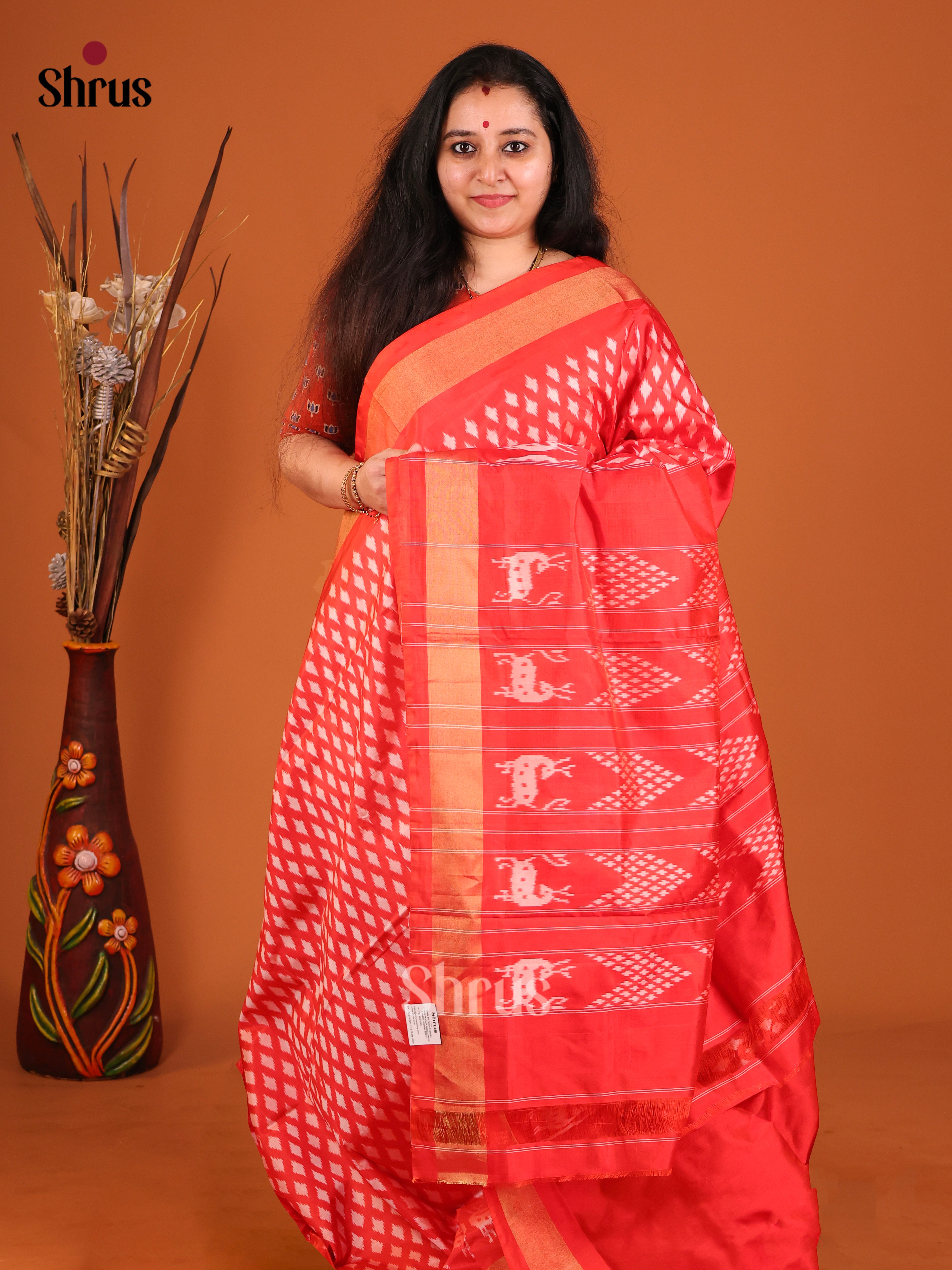 DIS16231 - Ikkat Silk Saree - Shop on Shrus.com
