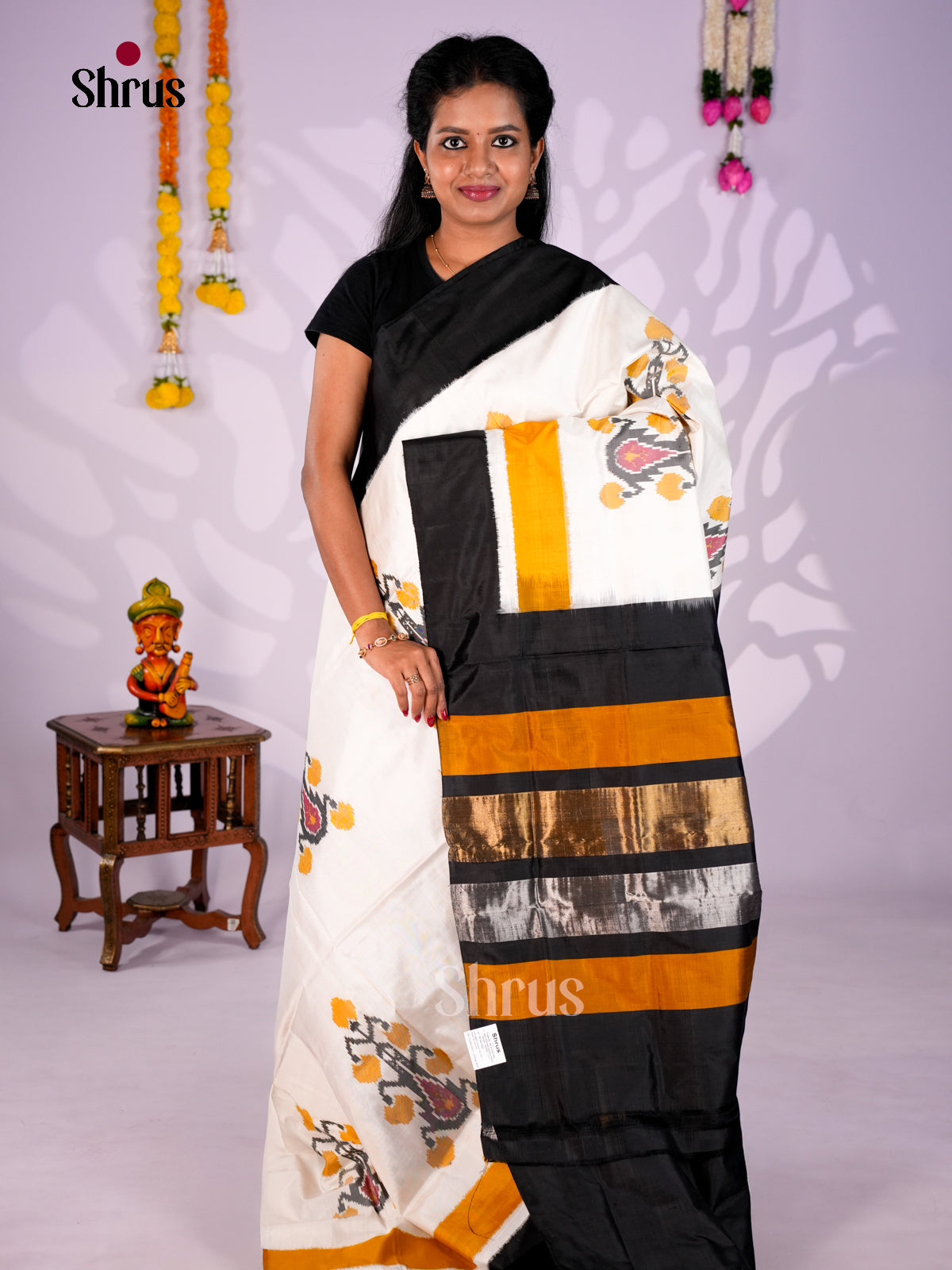 DIS16236 - Ikkat Silk Saree - Shop on Shrus.com