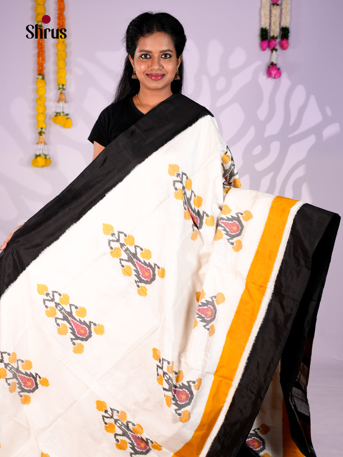 DIS16236 - Ikkat Silk Saree - Shop on Shrus.com