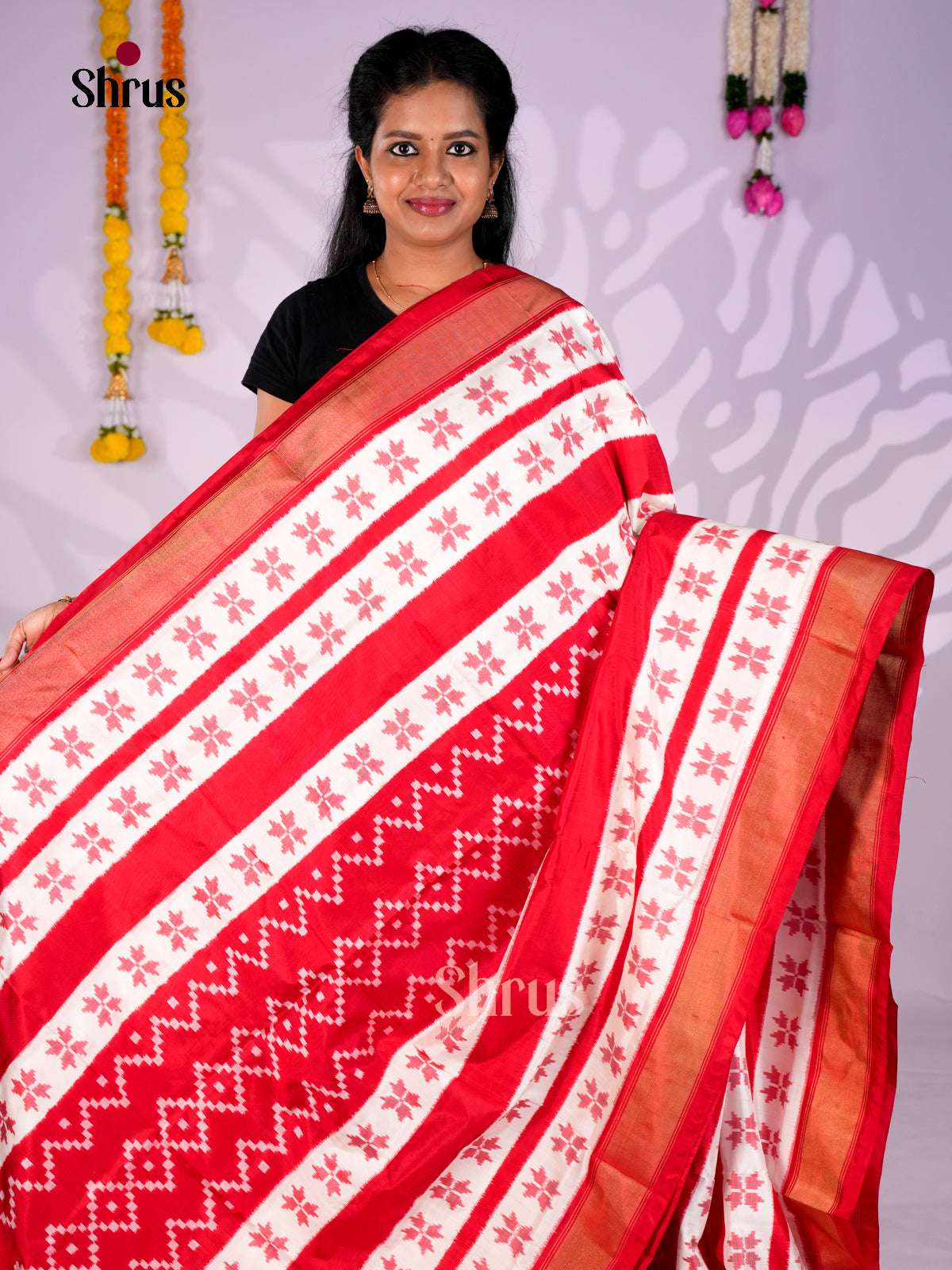 DIS16239 - Ikkat Silk Saree - Shop on Shrus.com