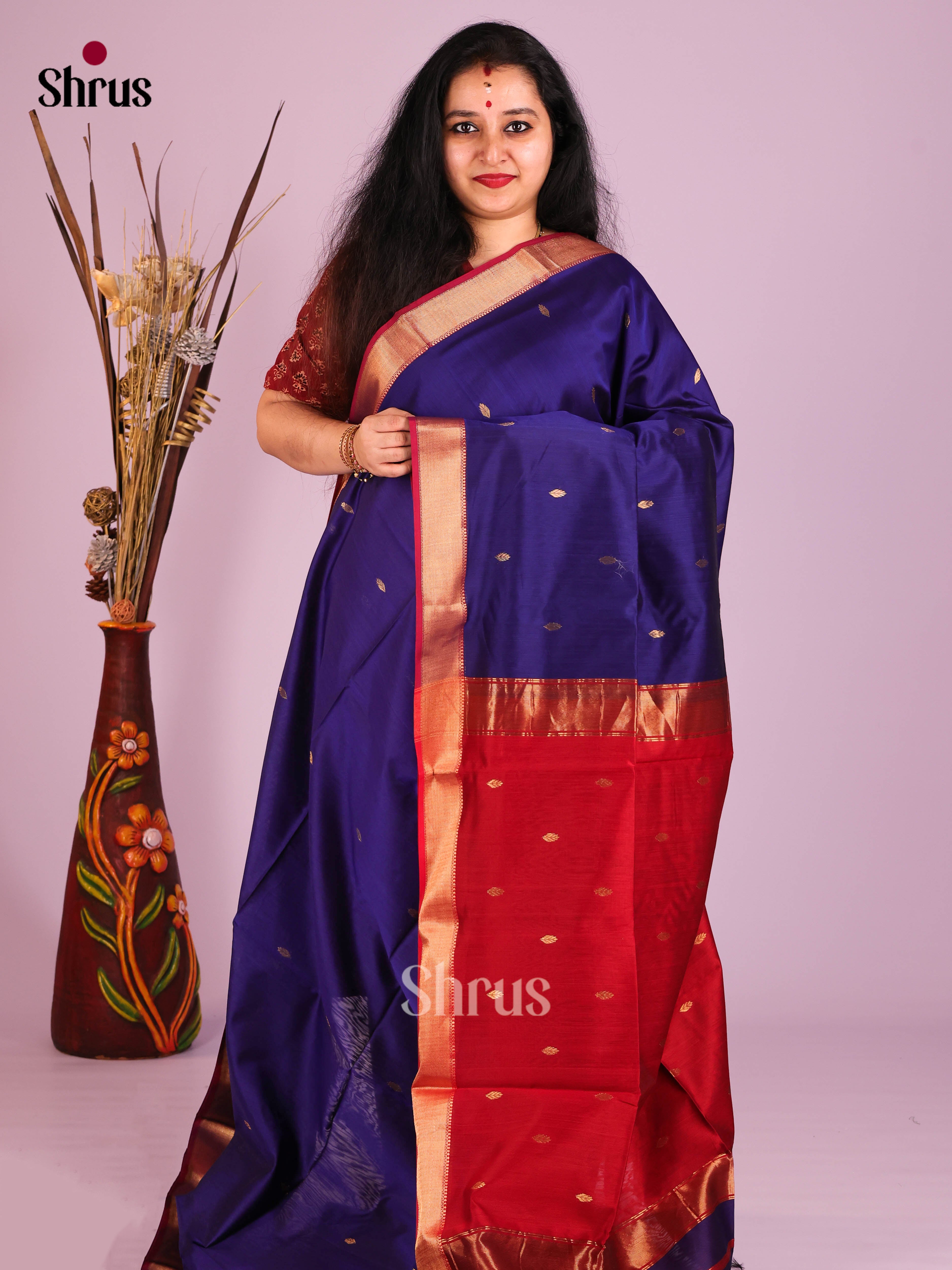 DIS16282 - Maheshwari silkcotton Saree - Shop on Shrus.com