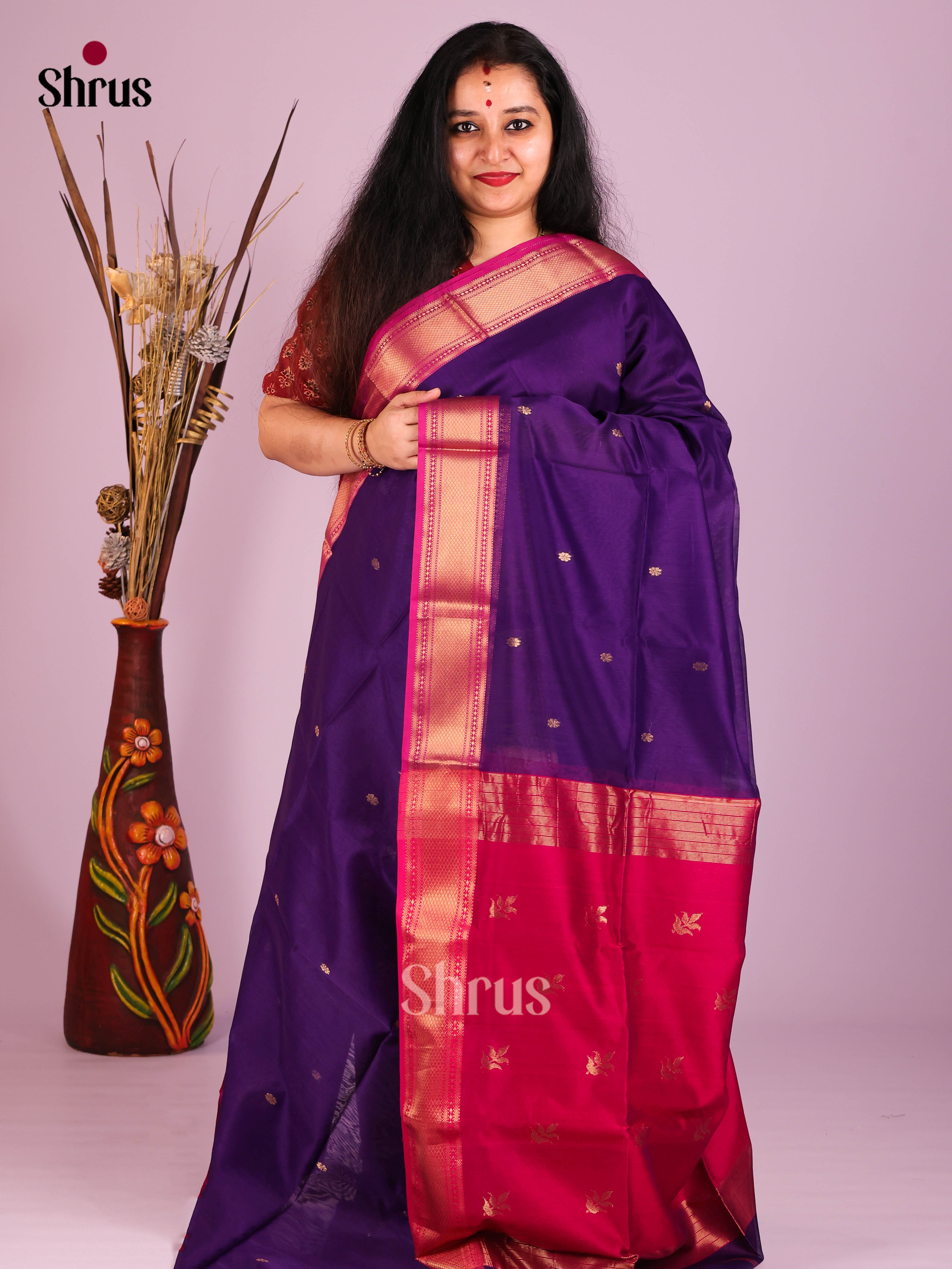 DIS16297 - Maheshwari silkcotton Saree - Shop on Shrus.com