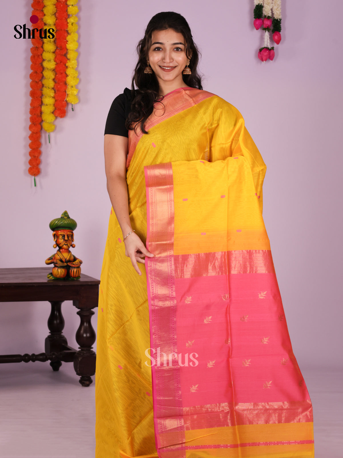 DIS16301 - Maheshwari silkcotton Saree - Shop on Shrus.com