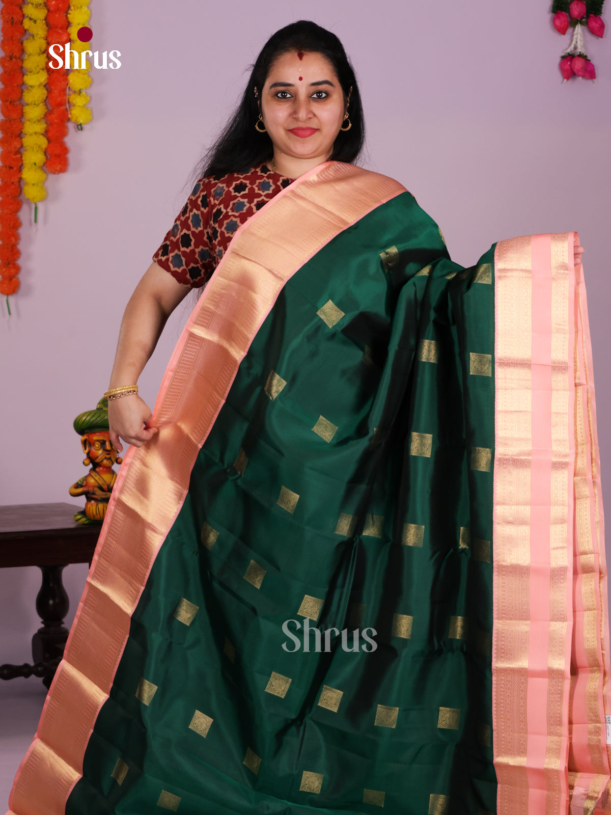 DIS16310 - Maheshwari silkcotton Saree - Shop on Shrus.com