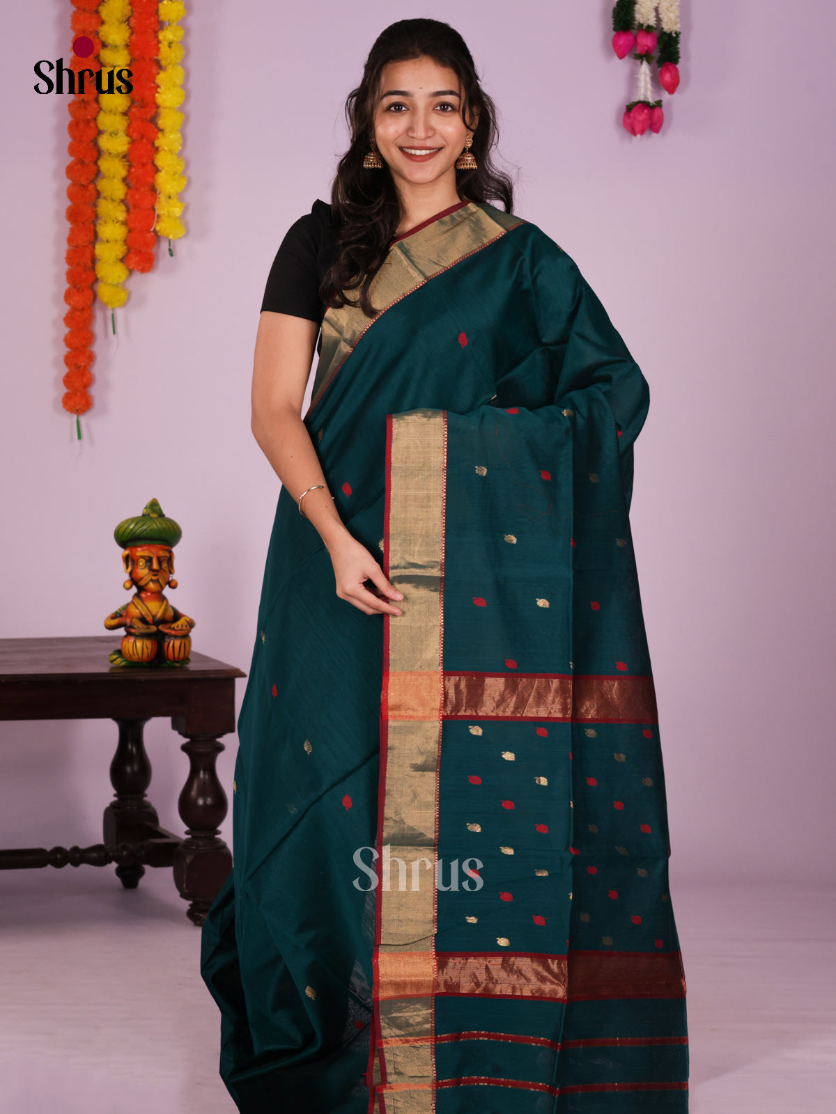 DIS16315 - Maheshwari silkcotton Saree - Shop on Shrus.com