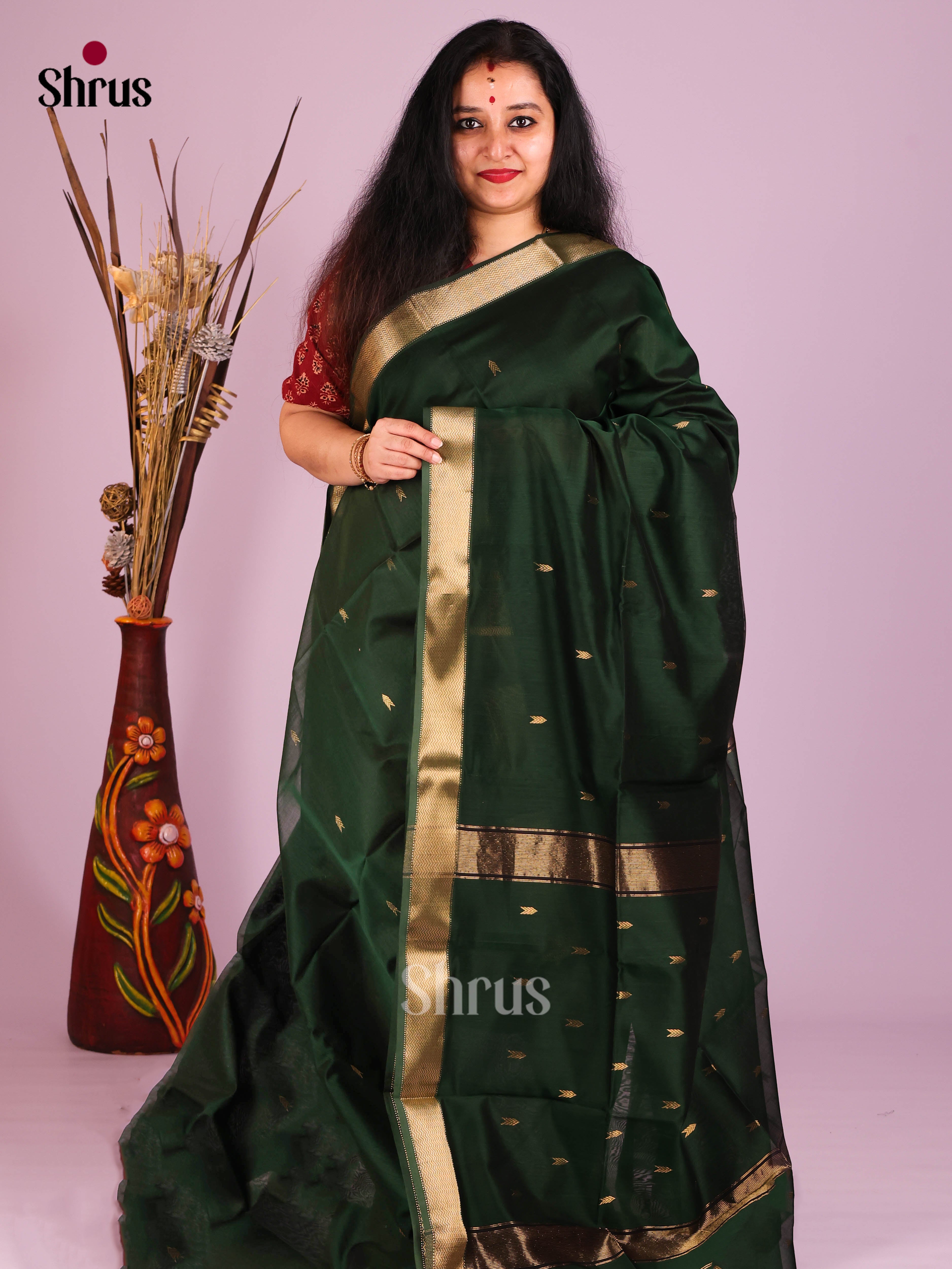 DIS16332 - Maheshwari silkcotton Saree - Shop on Shrus.com
