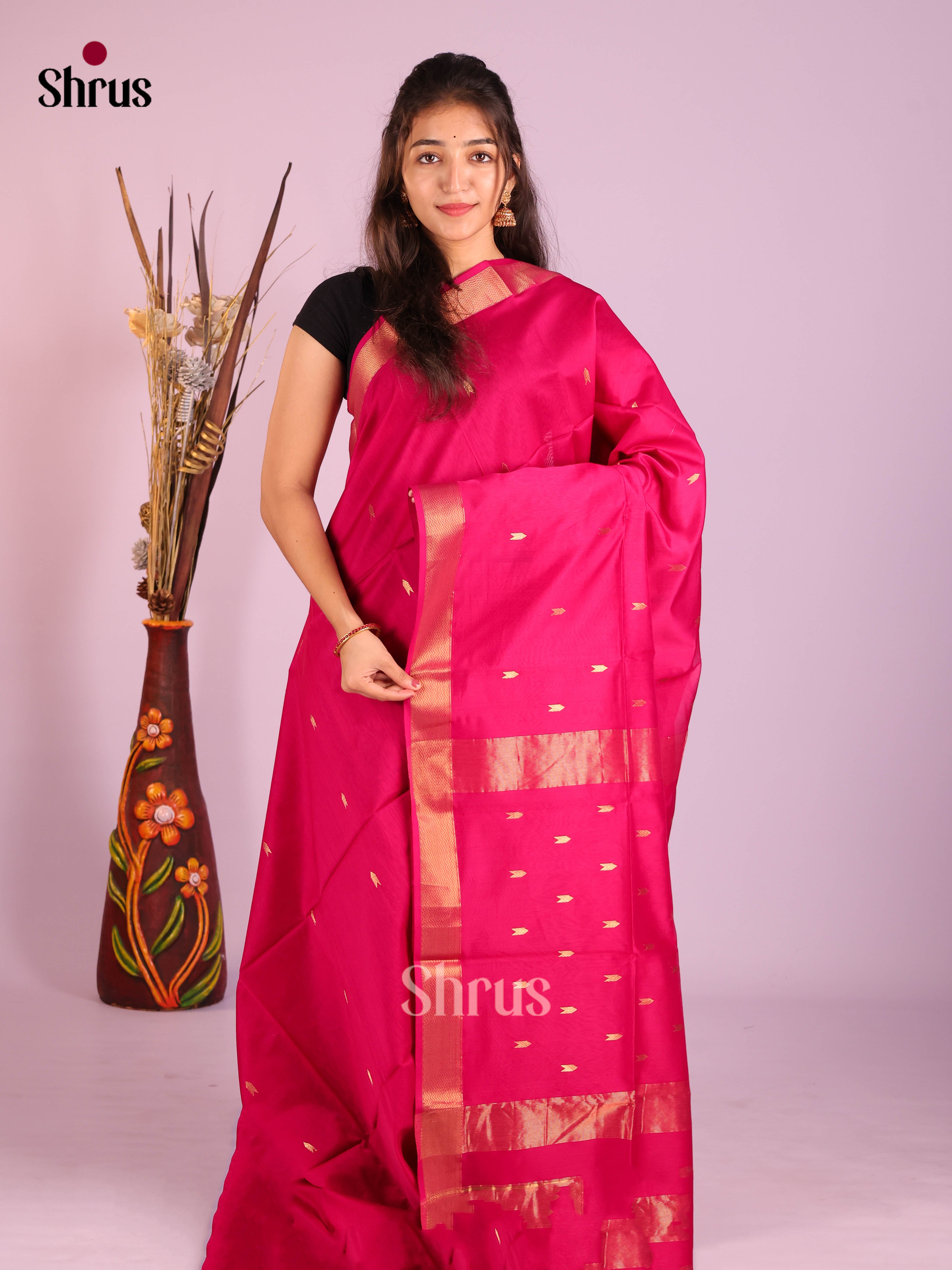 DIS16336 - Maheshwari silkcotton Saree - Shop on Shrus.com