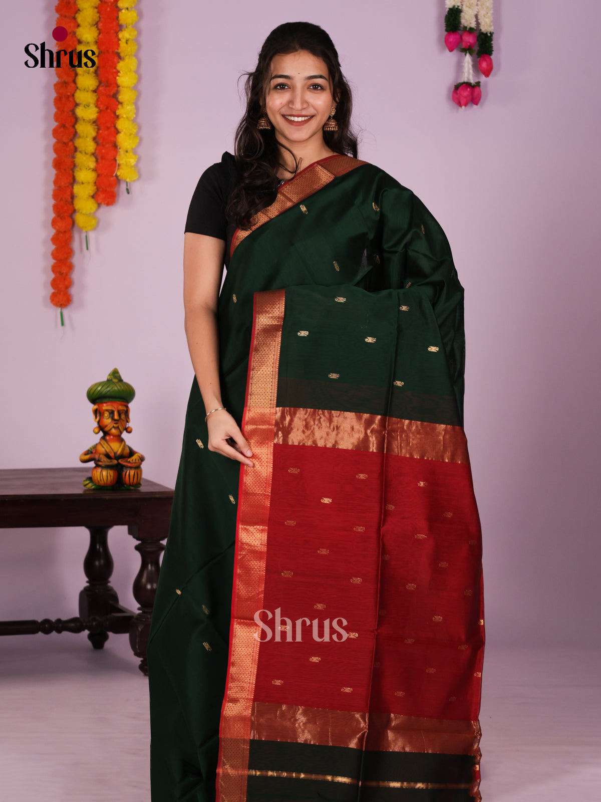 DIS16340 - Maheshwari silkcotton Saree - Shop on Shrus.com