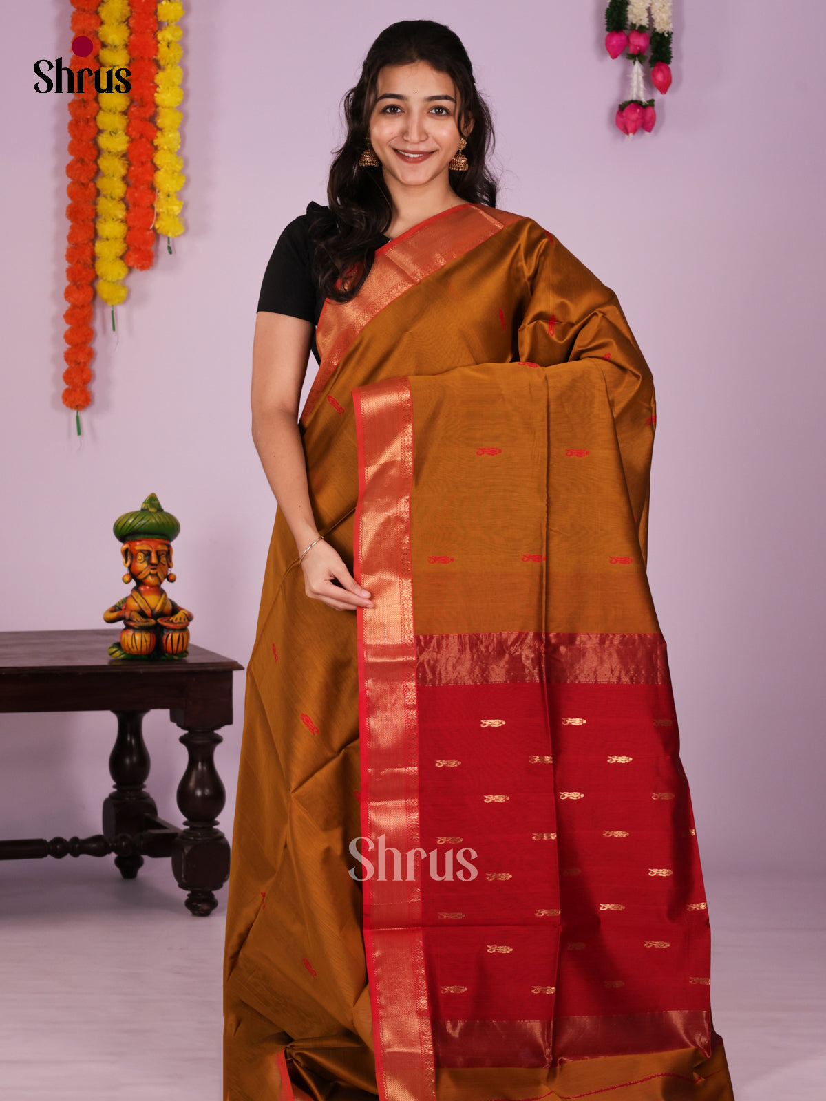 DIS16343 - Maheshwari silkcotton Saree - Shop on Shrus.com