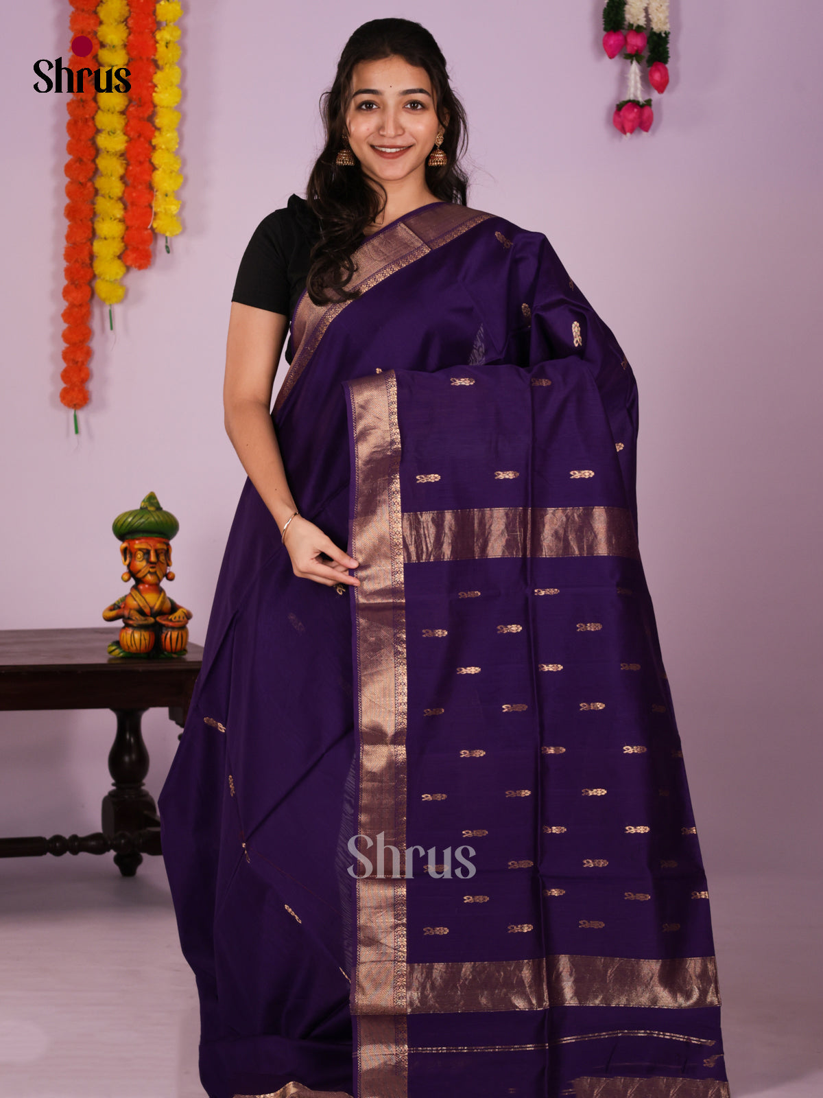 DIS16345 - Maheshwari silkcotton Saree - Shop on Shrus.com