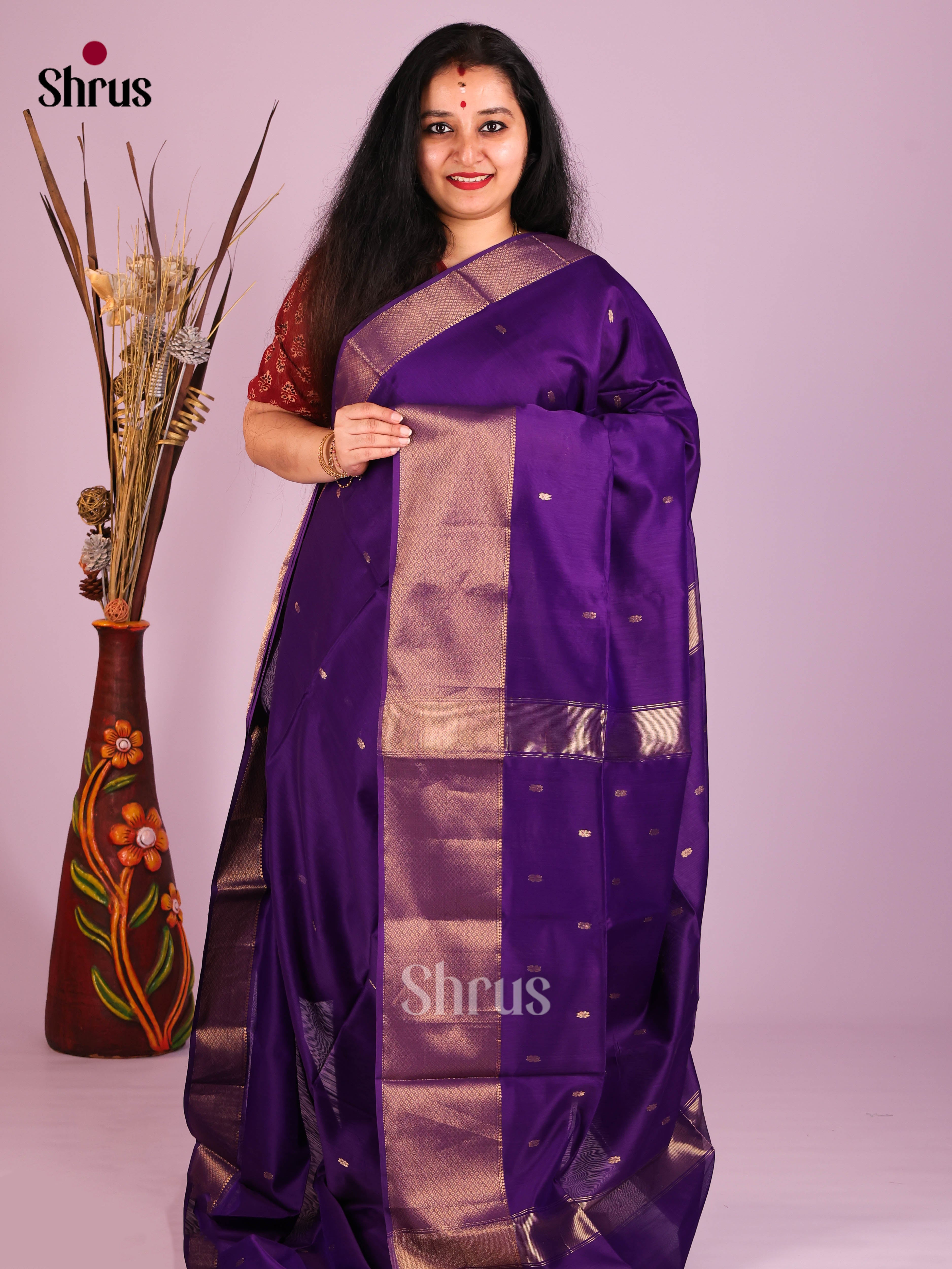 DIS16363 - Maheshwari silkcotton Saree - Shop on Shrus.com