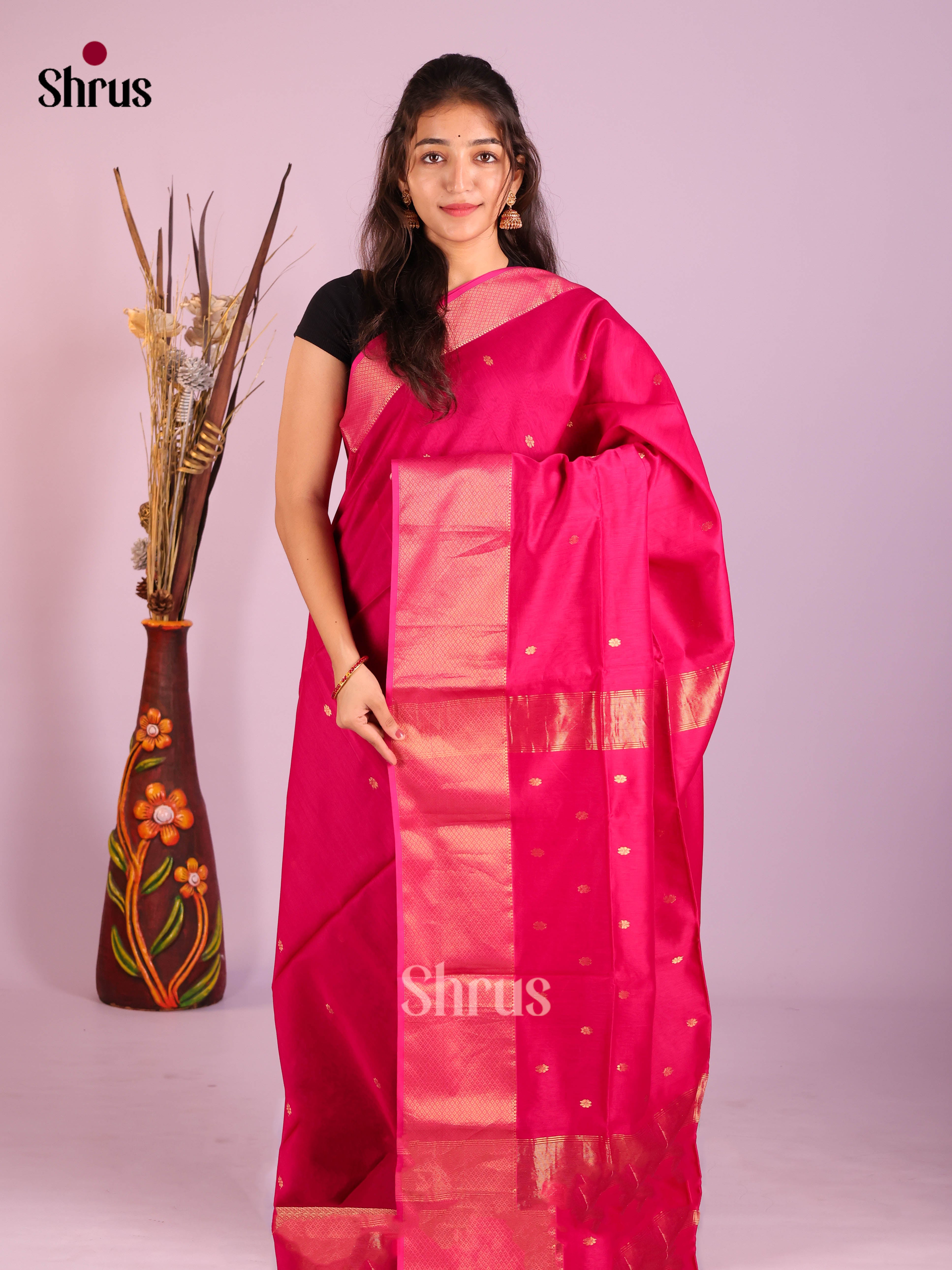 DIS16365 - Maheshwari silkcotton Saree - Shop on Shrus.com
