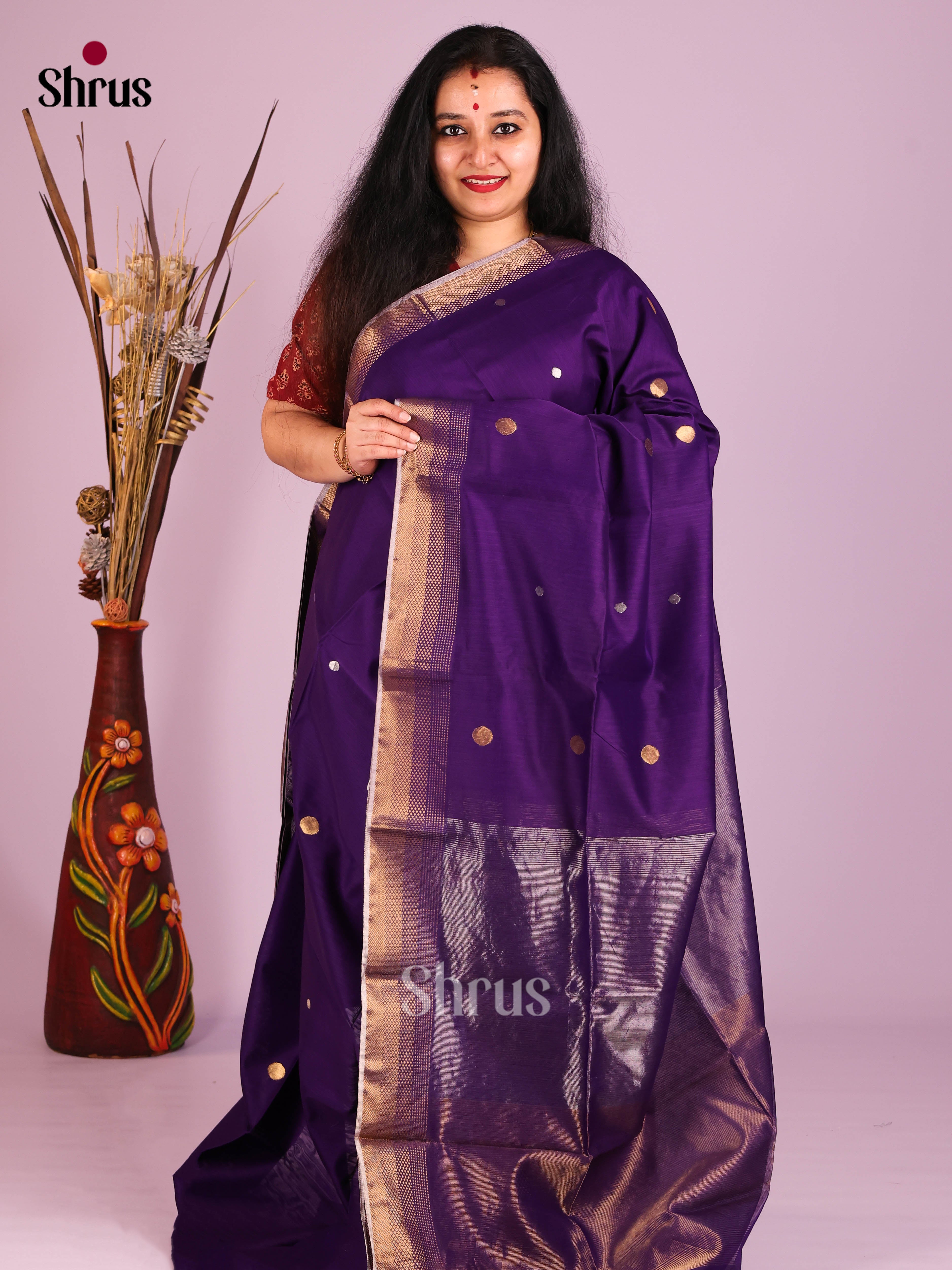 DIS16370 - Maheshwari silkcotton Saree - Shop on Shrus.com
