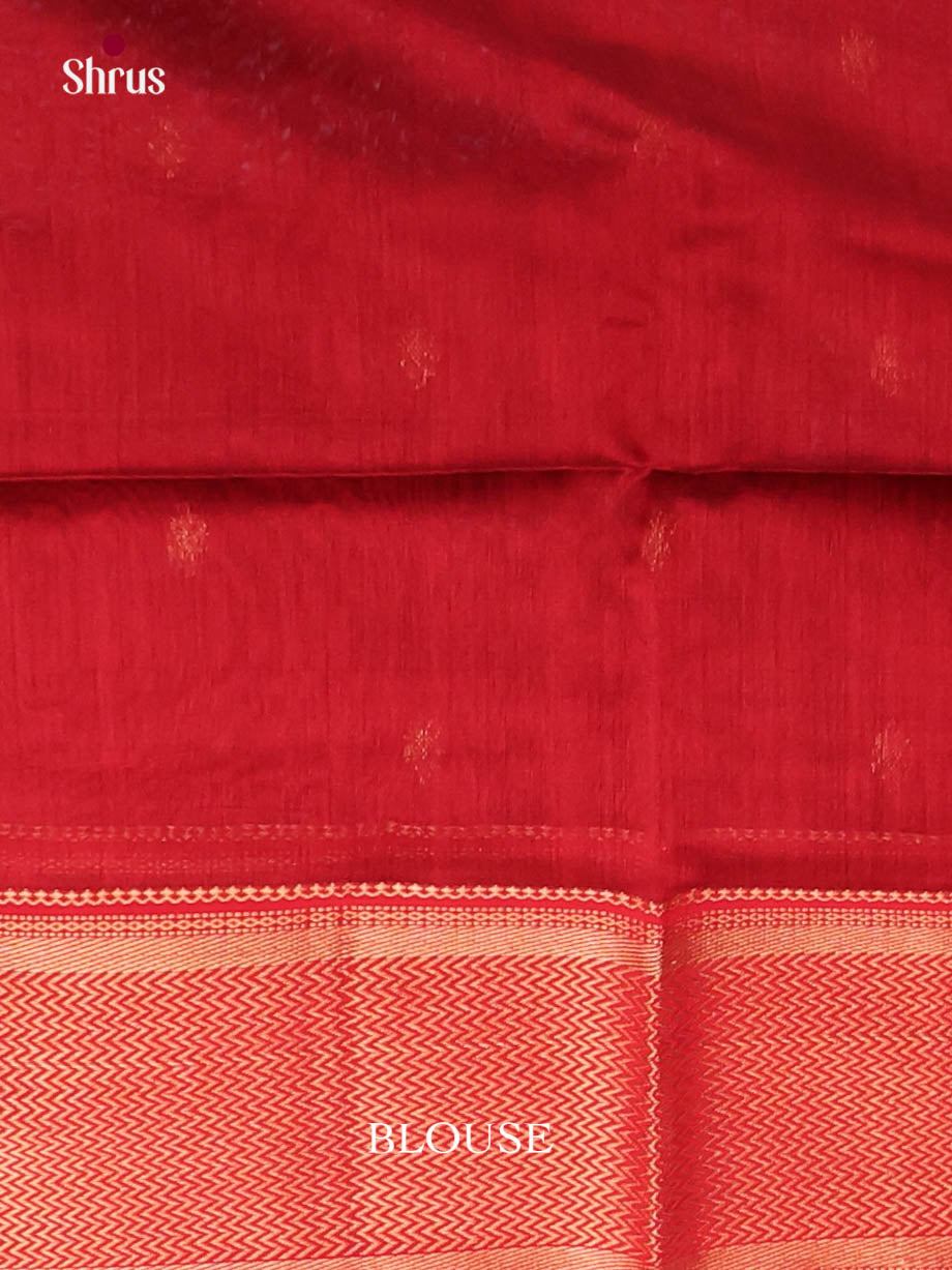 Green & Red - Maheshwari silkcotton Saree - Shop on Shrus.com
