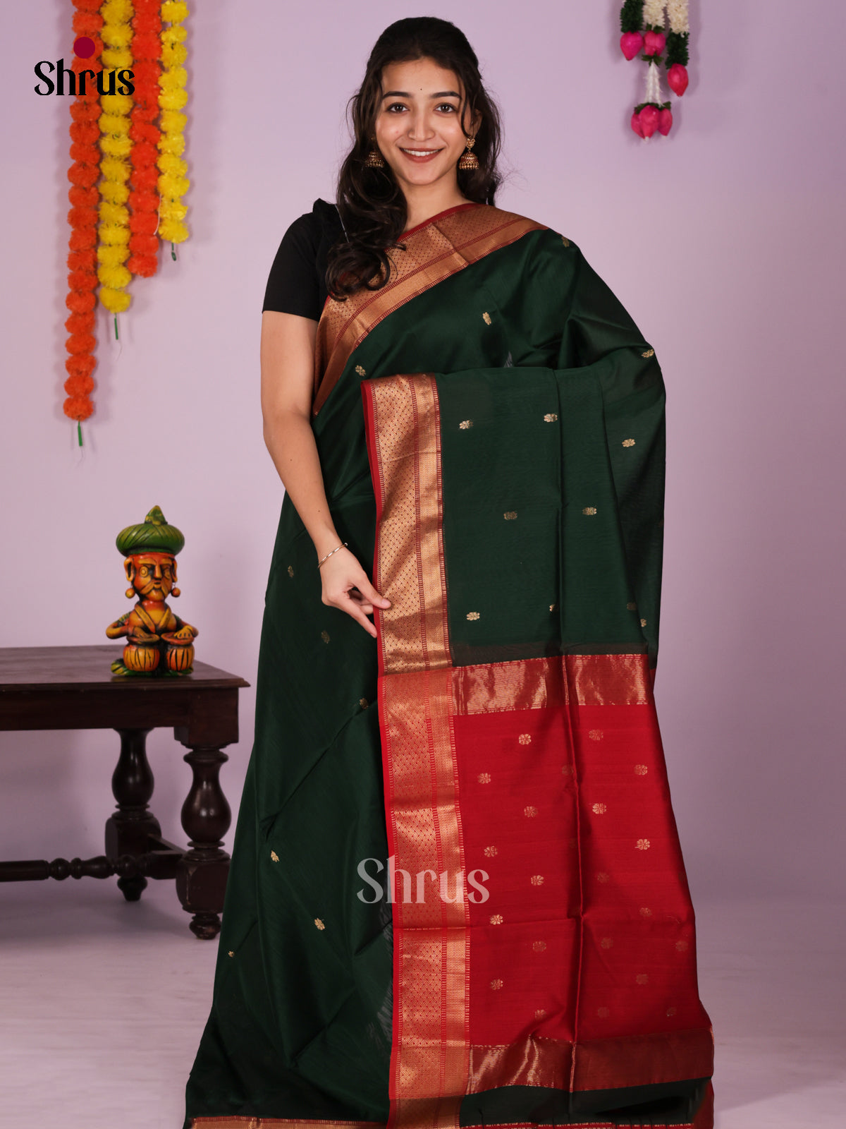 DIS16401 - Maheshwari silkcotton Saree - Shop on Shrus.com