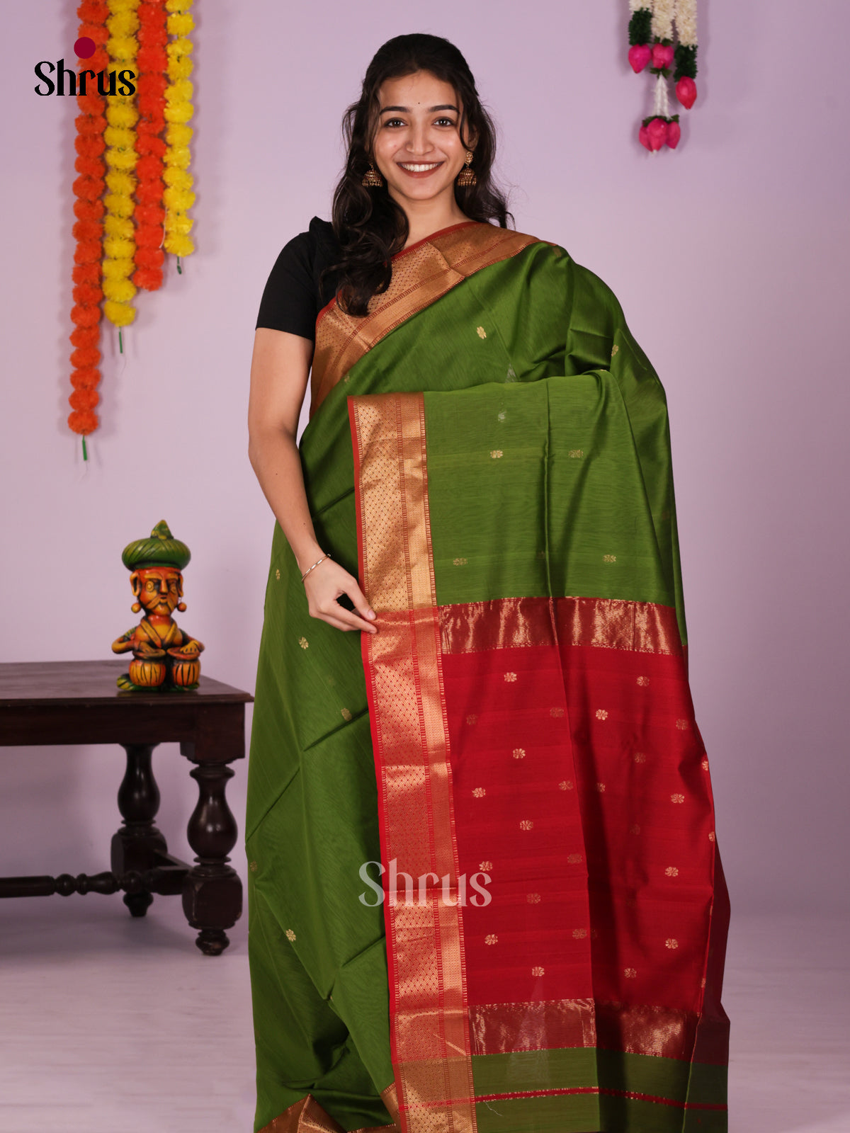 DIS16404 - Maheshwari silkcotton Saree - Shop on Shrus.com
